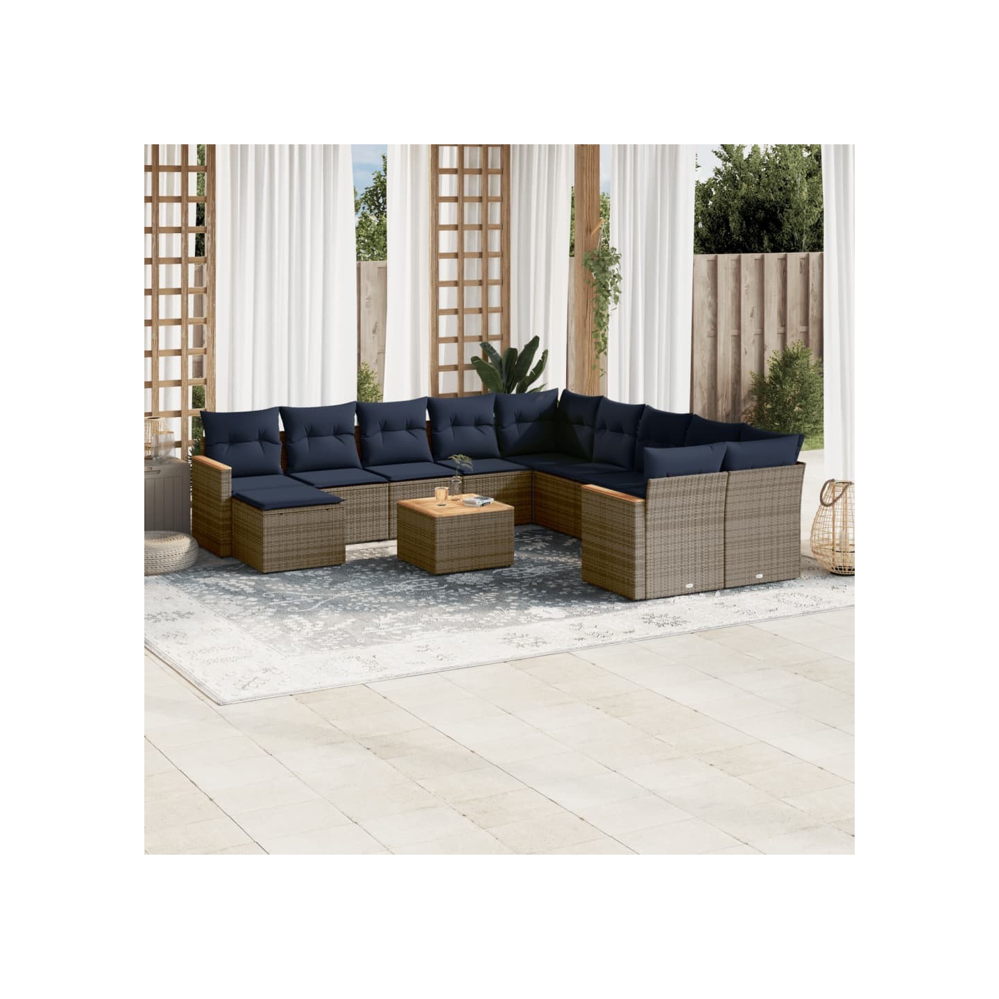 Ensemble de canapé de jardin 12 pcs avec coussins gris