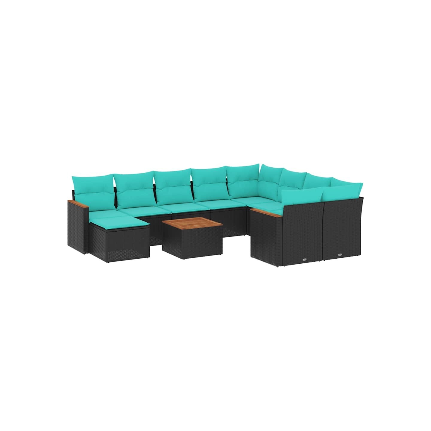 Ensemble de canapé de jardin 11 pcs avec coussins noir