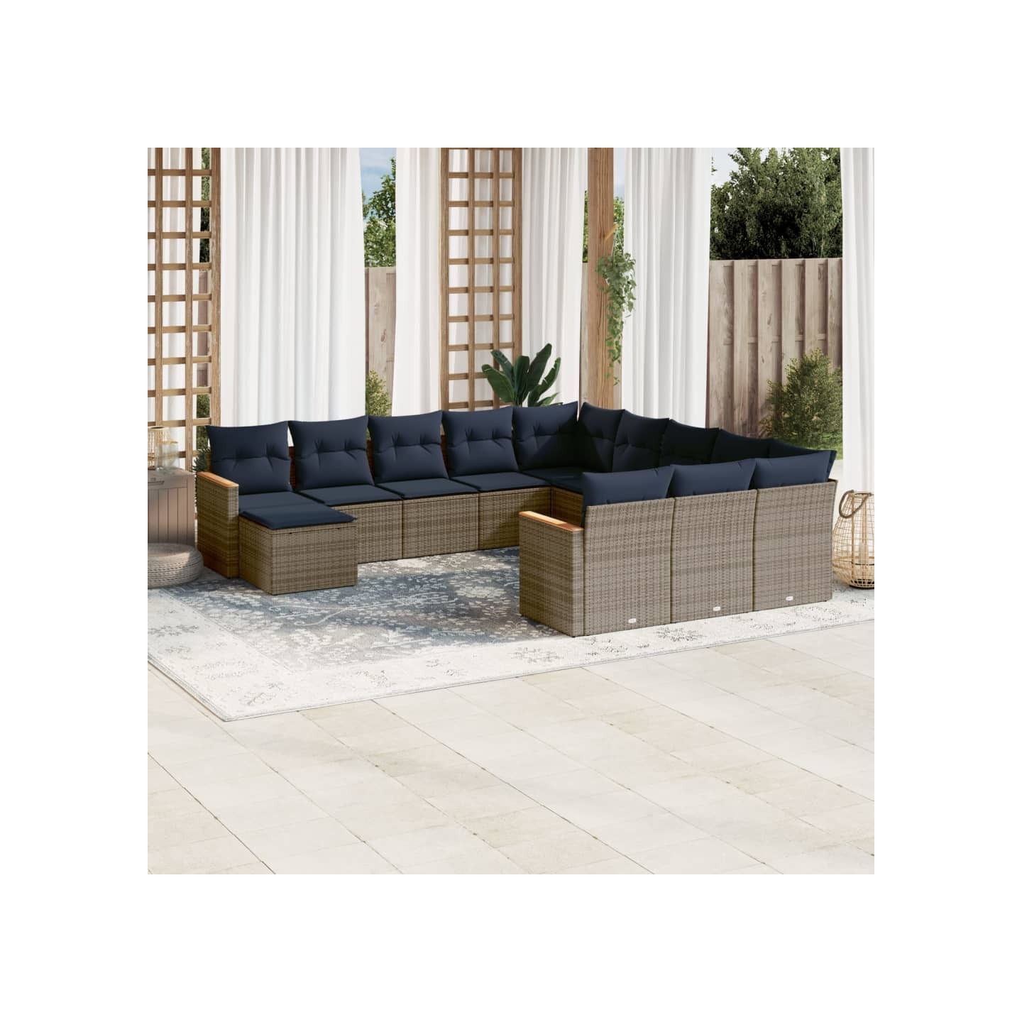 Ensemble de canapé de jardin 12 pcs avec coussins gris