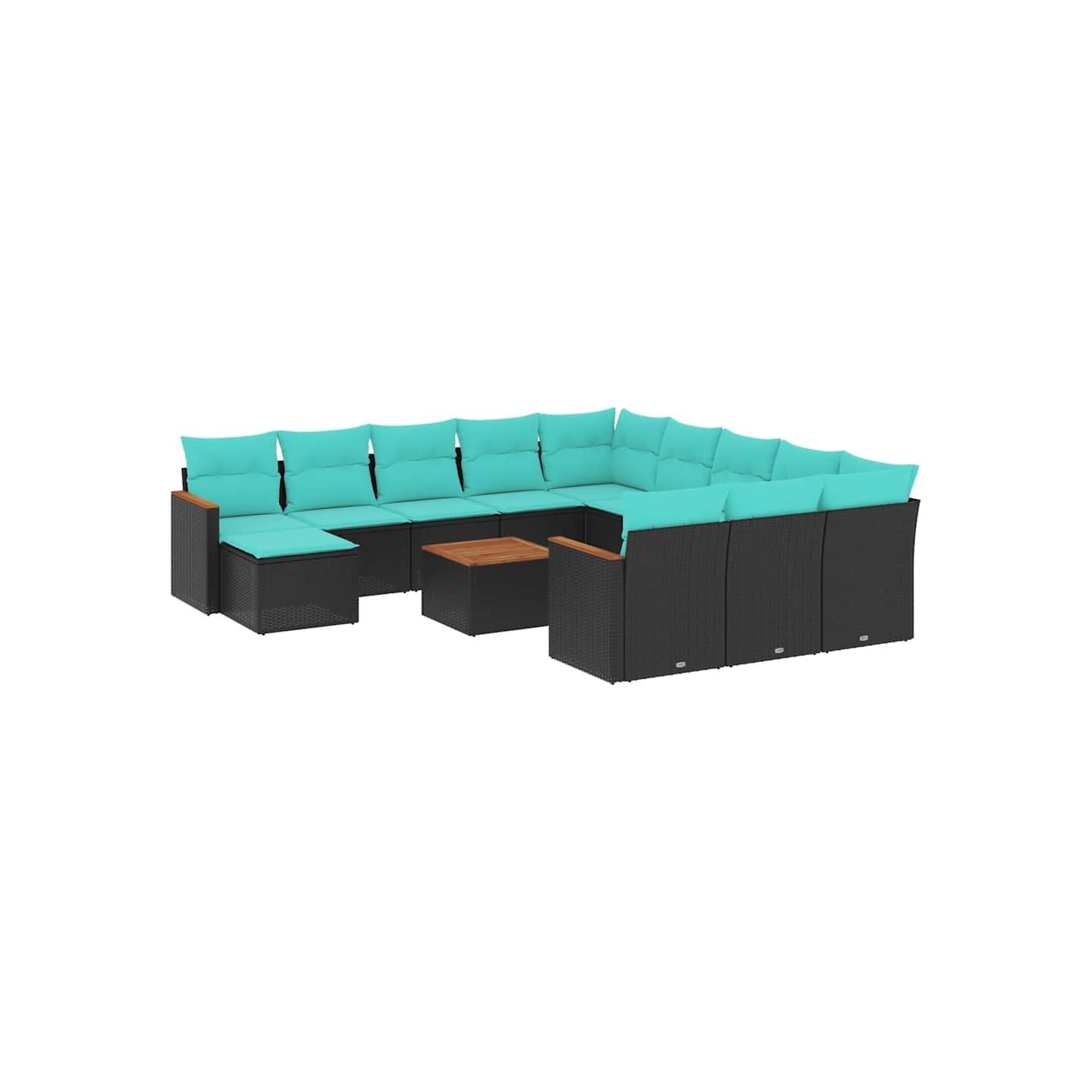 Ensemble de canapé de jardin 13 pcs avec coussins noir