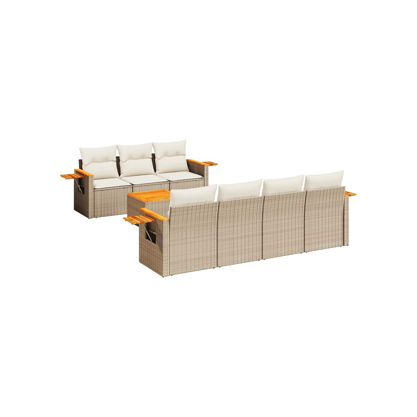 Salon de jardin avec coussins 8 pcs beige résine tressée