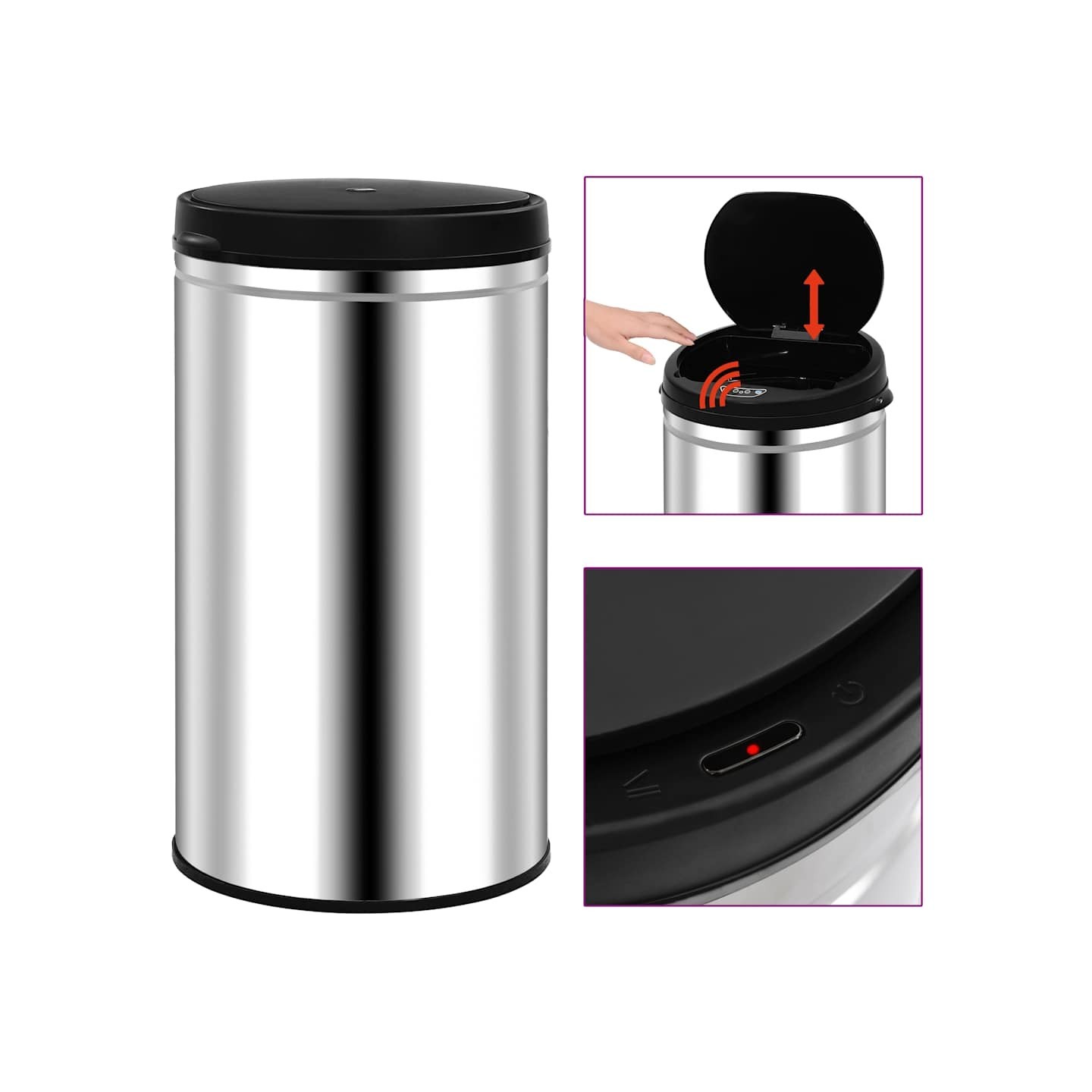 Poubelle à capteur automatique 60 L Acier inoxydable