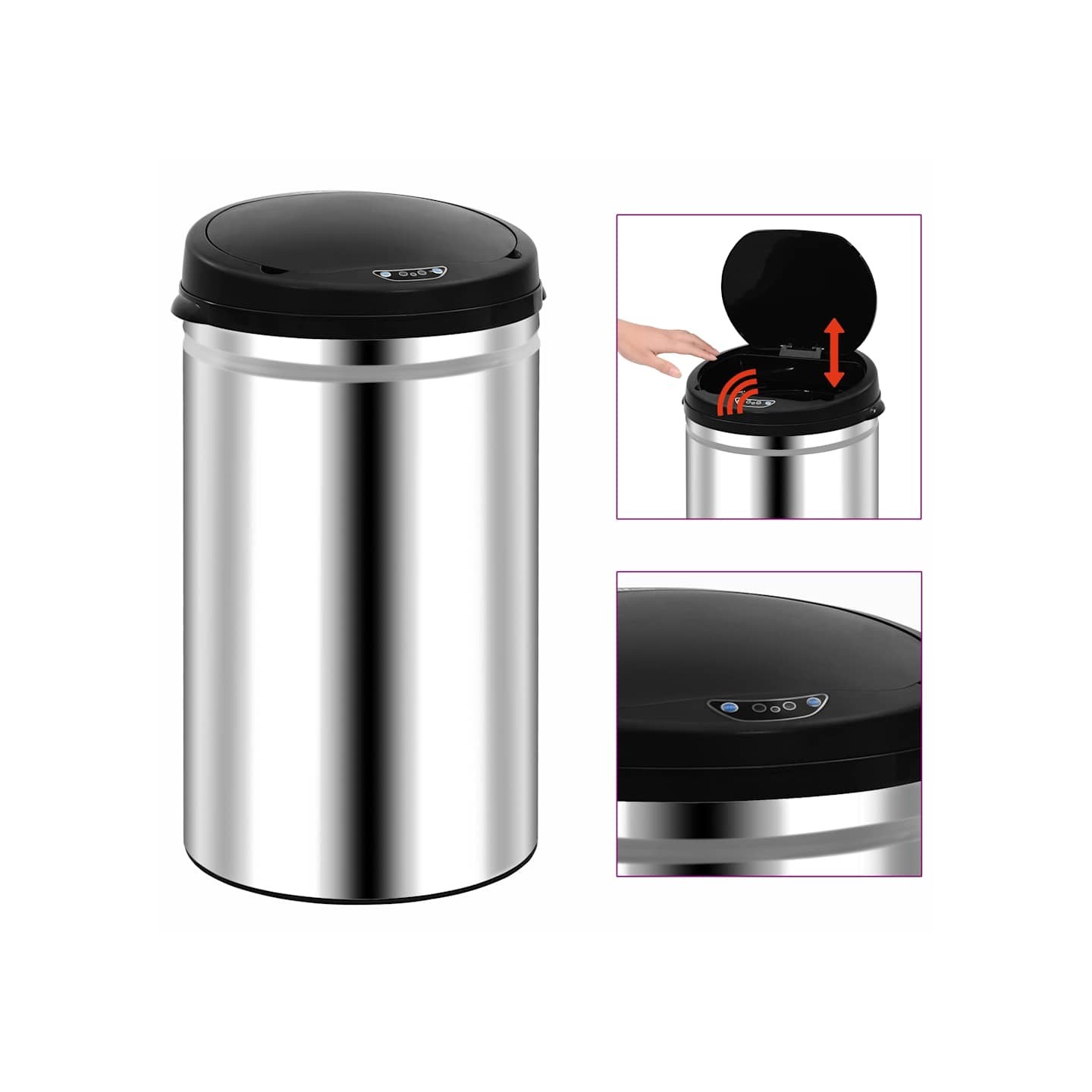 Poubelle à capteur automatique 40 L Acier inoxydable