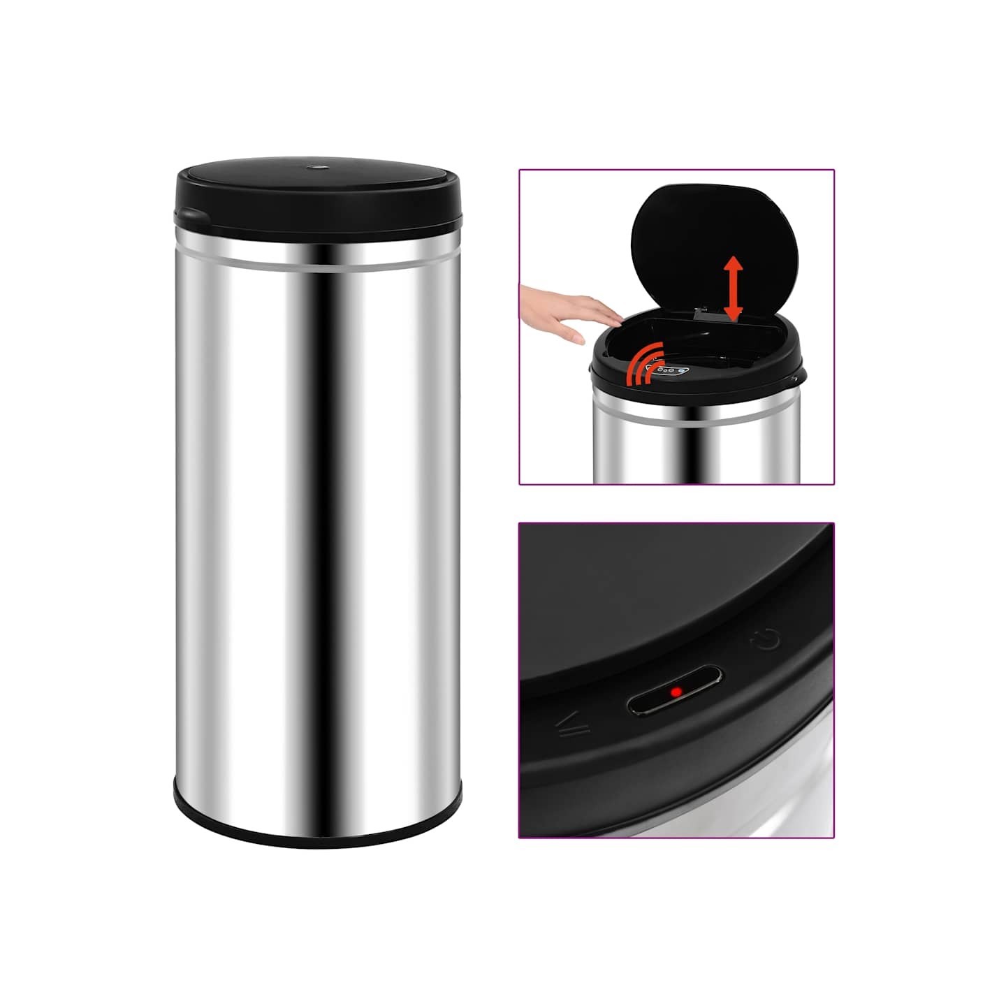 Poubelle à capteur automatique 80 L Acier inoxydable