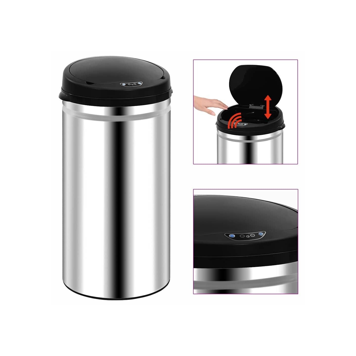 Poubelle à capteur automatique 50 L Acier inoxydable