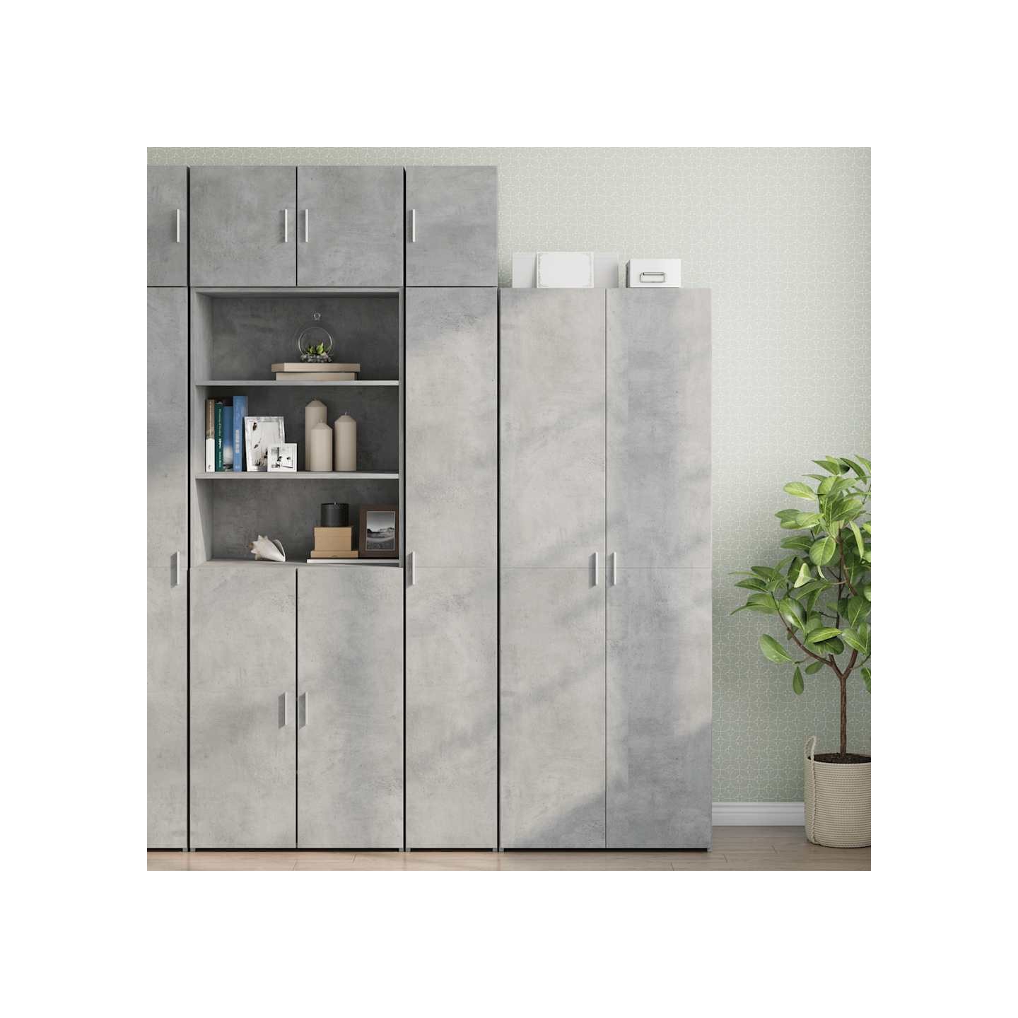 Armoire de rangement mince gris béton 30x42,5x225 cm