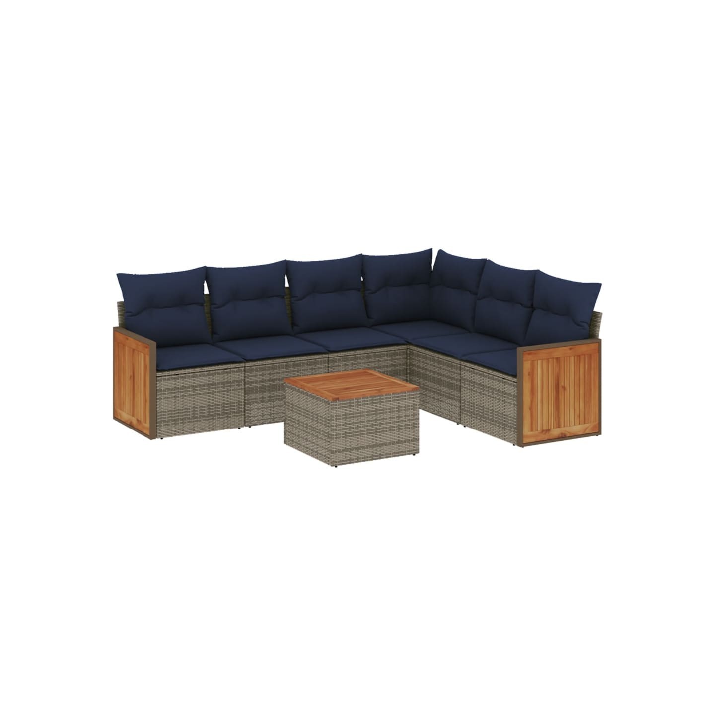 Ensemble de canapé de jardin 7 pcs avec coussins gris résine tressée