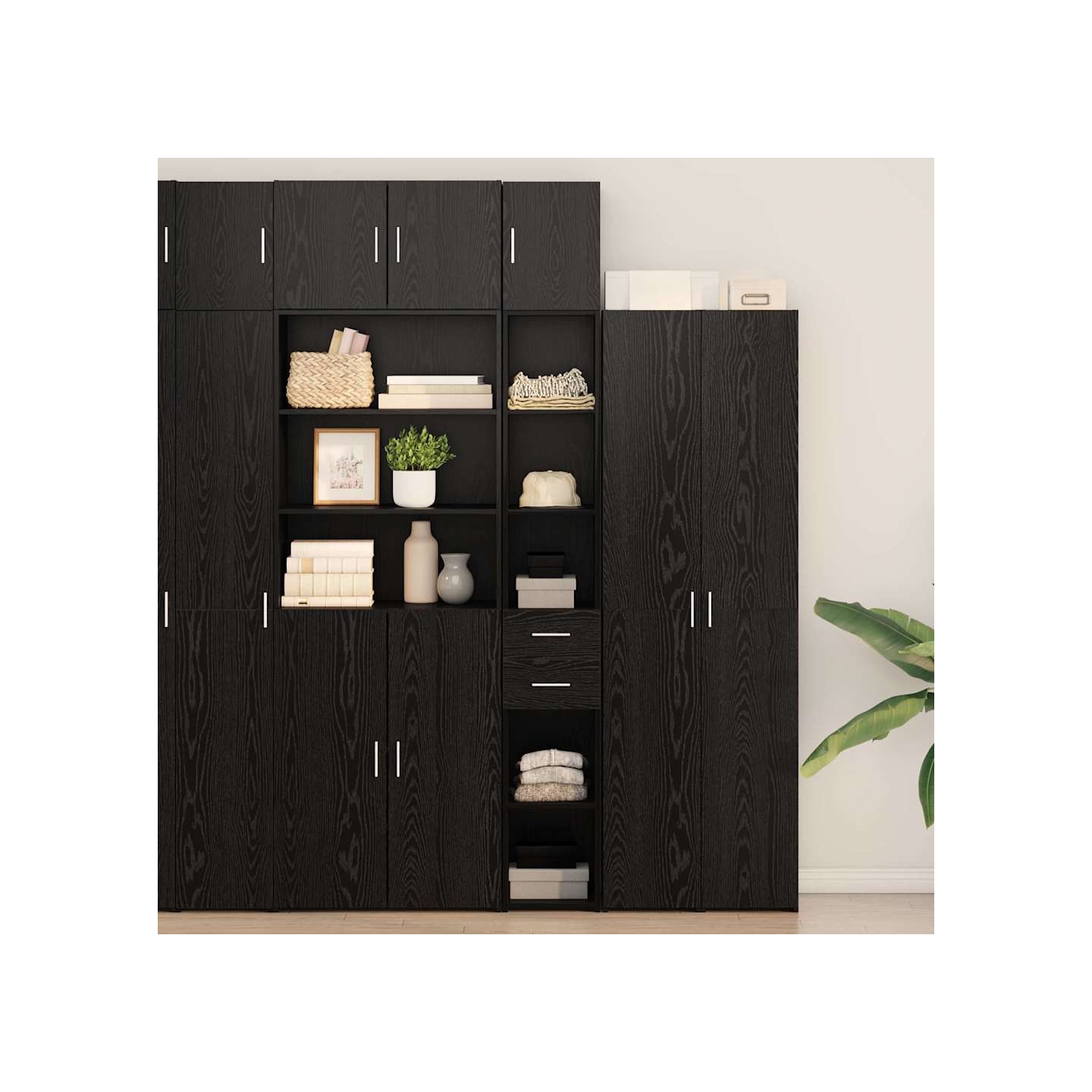 Armoire de rangement 2 pc Chêne noir 30 x 42,5 x 225 cm