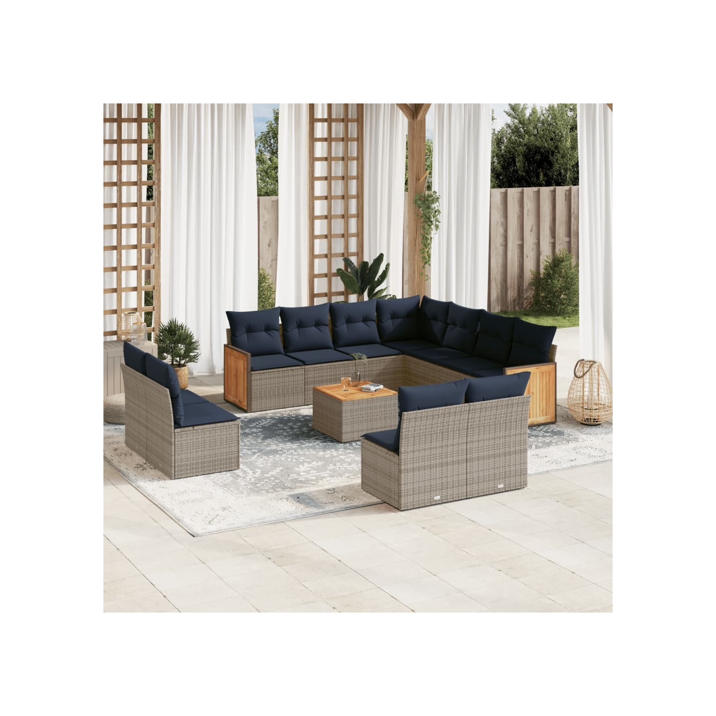 Ensemble de canapé de jardin 12 pcs avec coussins gris