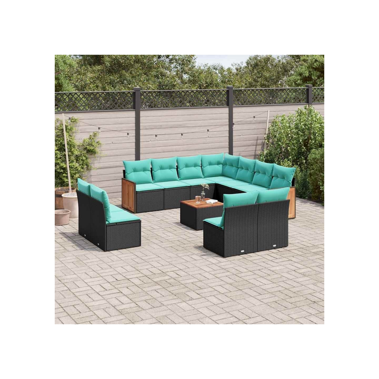 Ensemble de canapé de jardin 12 pcs avec coussins noir