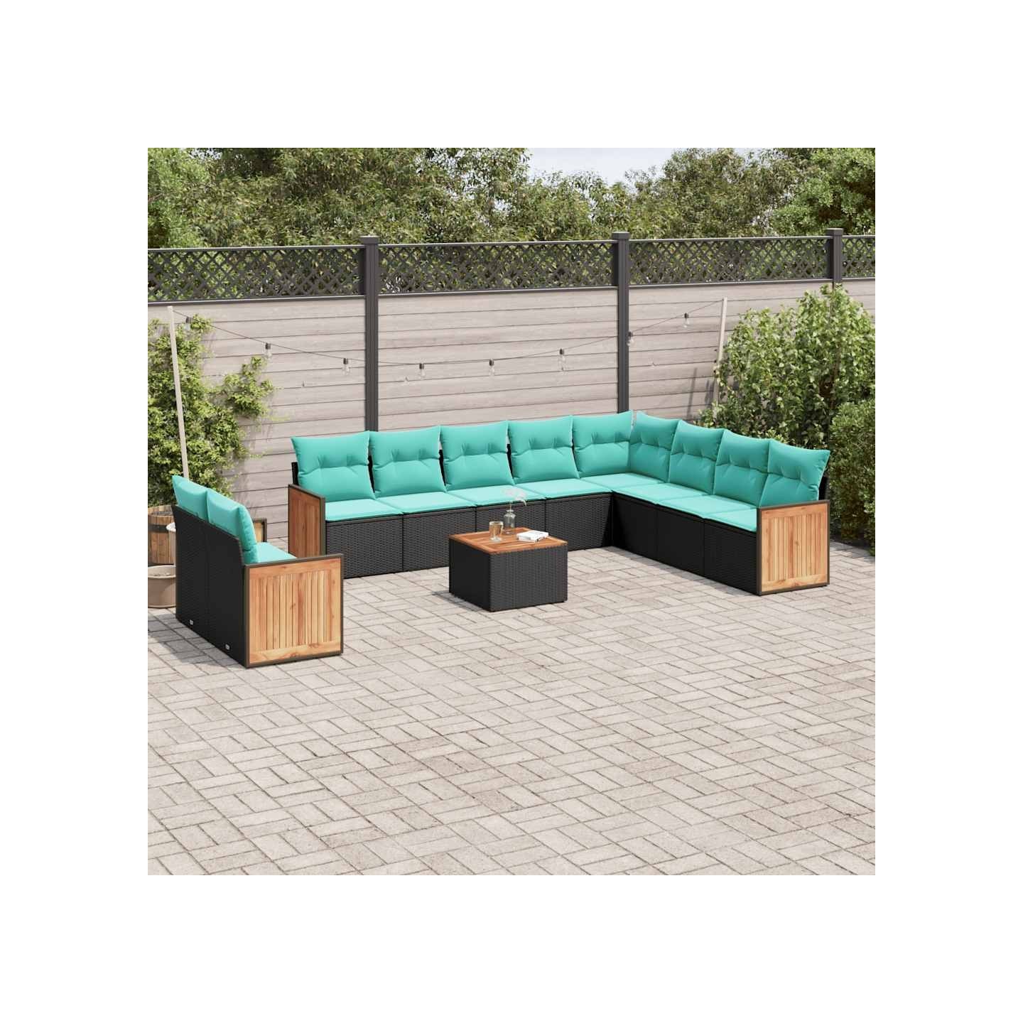 Ensemble de canapé de jardin 11 pcs avec coussins noir