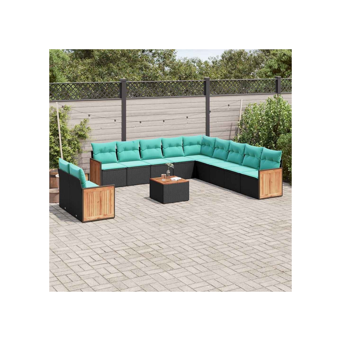 Ensemble de canapé de jardin 12 pcs avec coussins noir