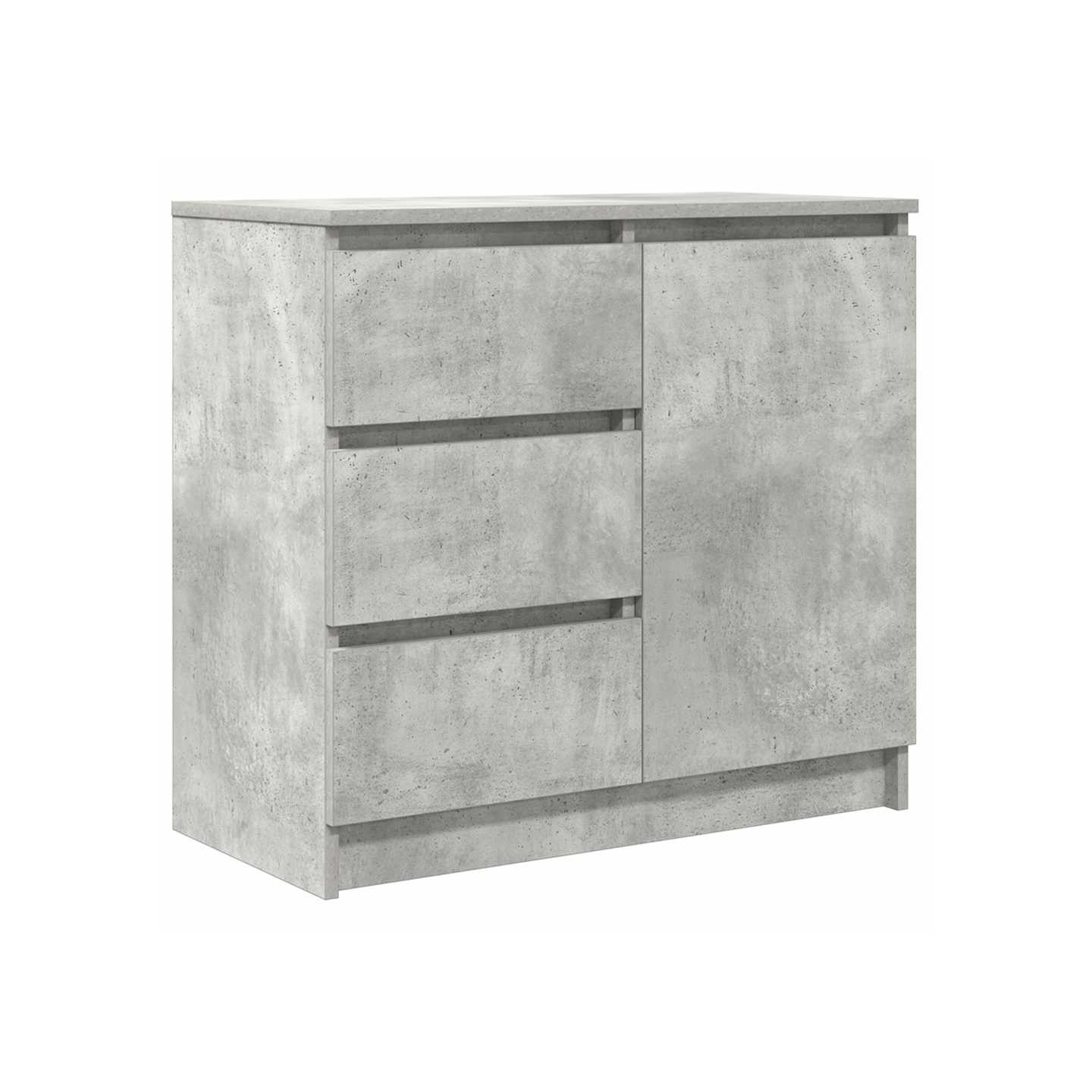 Buffet avec tiroir gris béton 71x35x65 cm bois d'ingénierie