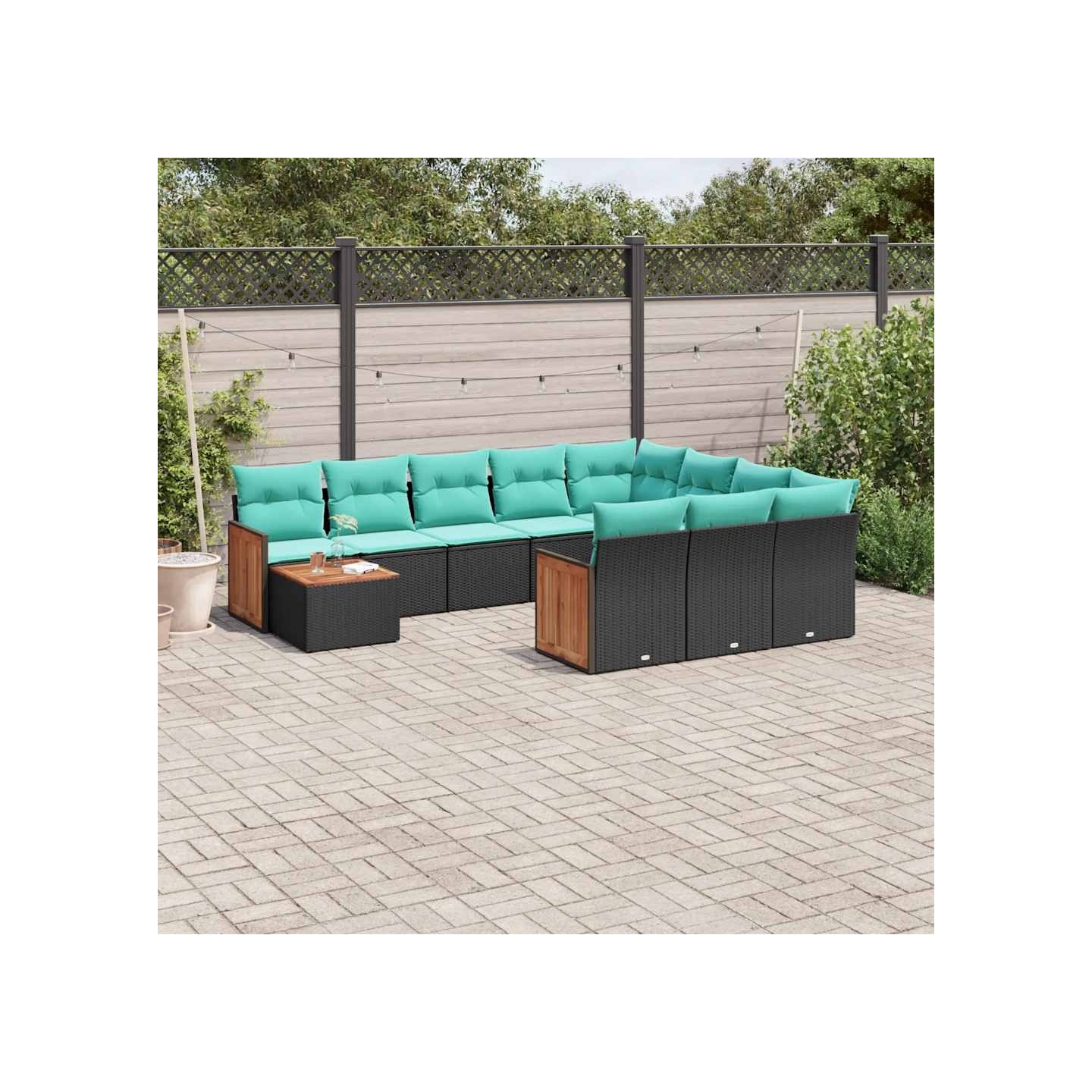 Ensemble de canapé de jardin 11 pcs avec coussins noir