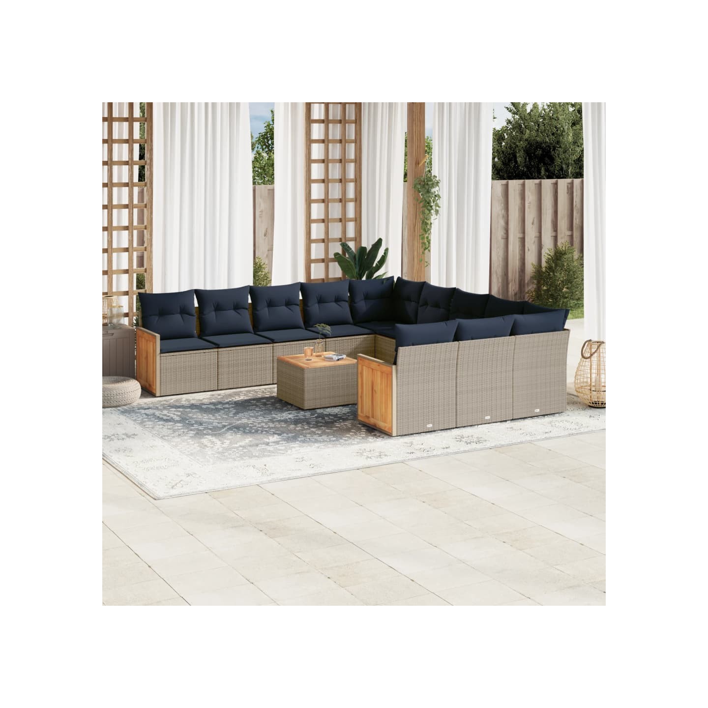 Ensemble de canapé de jardin 12 pcs avec coussins gris