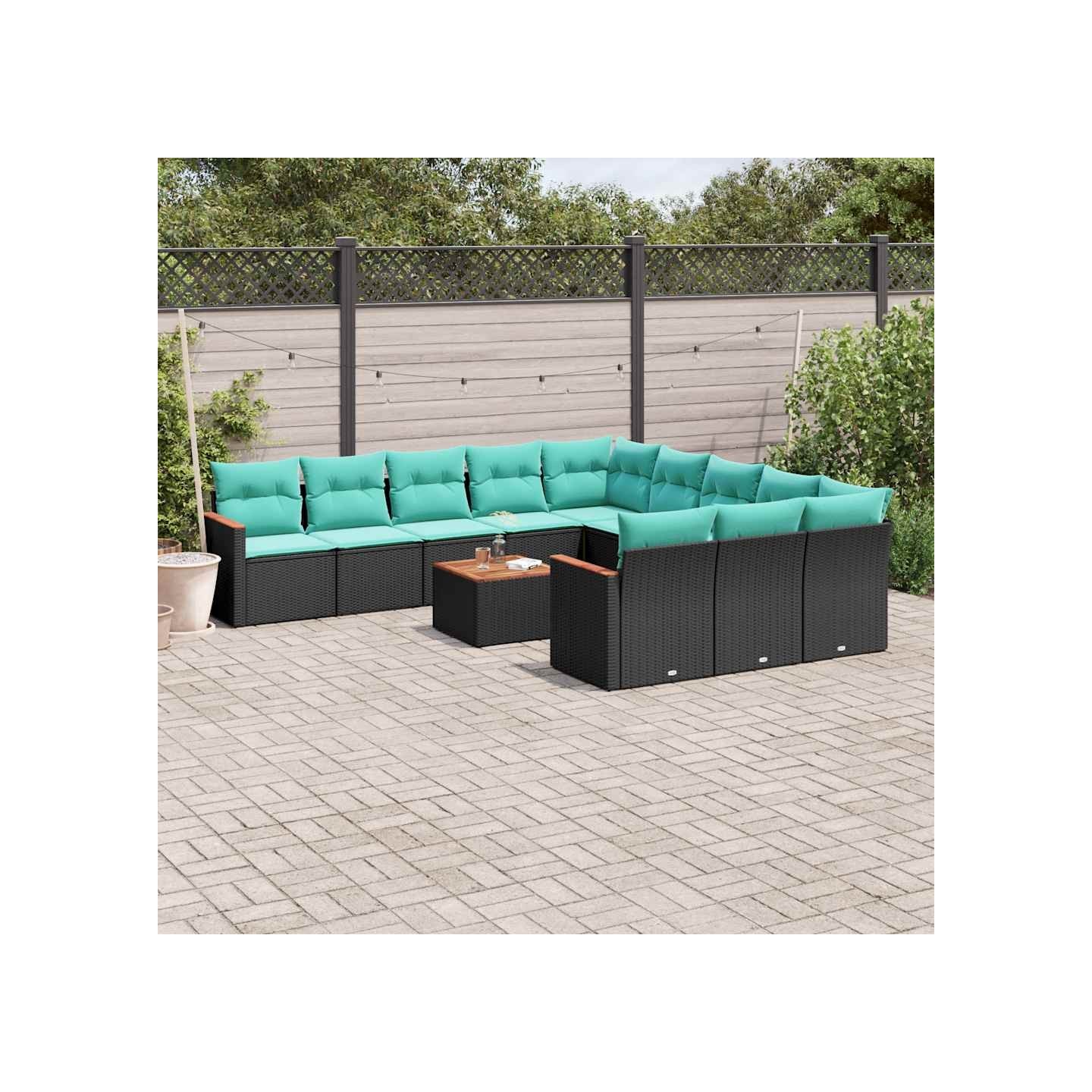 Ensemble de canapé de jardin 12 pcs avec coussins noir