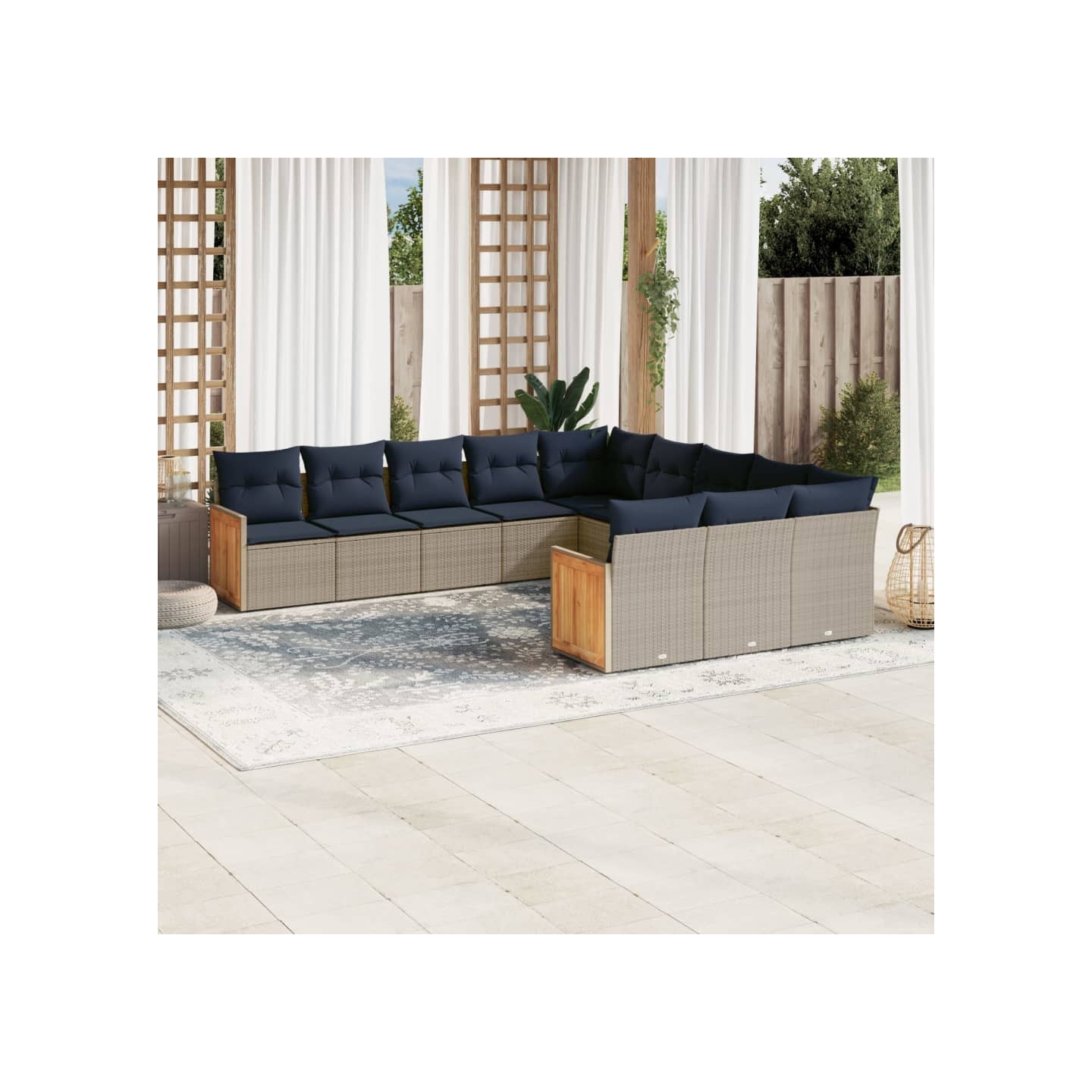 Ensemble de canapé de jardin 11 pcs avec coussins gris