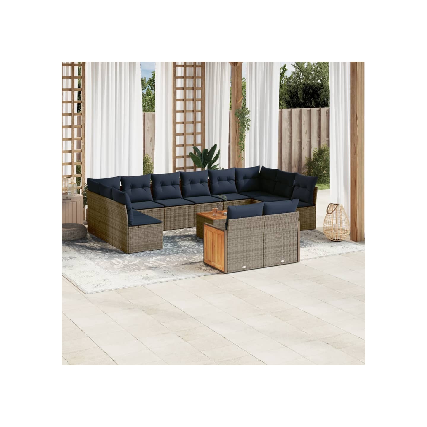 Ensemble de canapé de jardin 12 pcs avec coussins gris