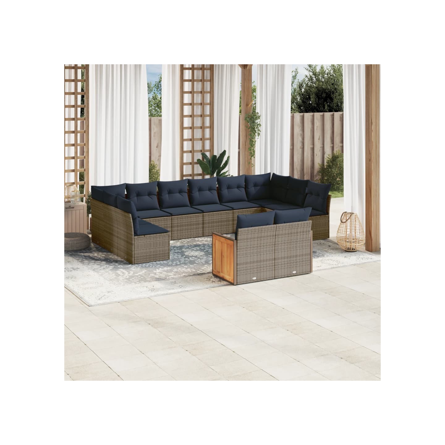 Ensemble de canapé de jardin 12 pcs avec coussins gris