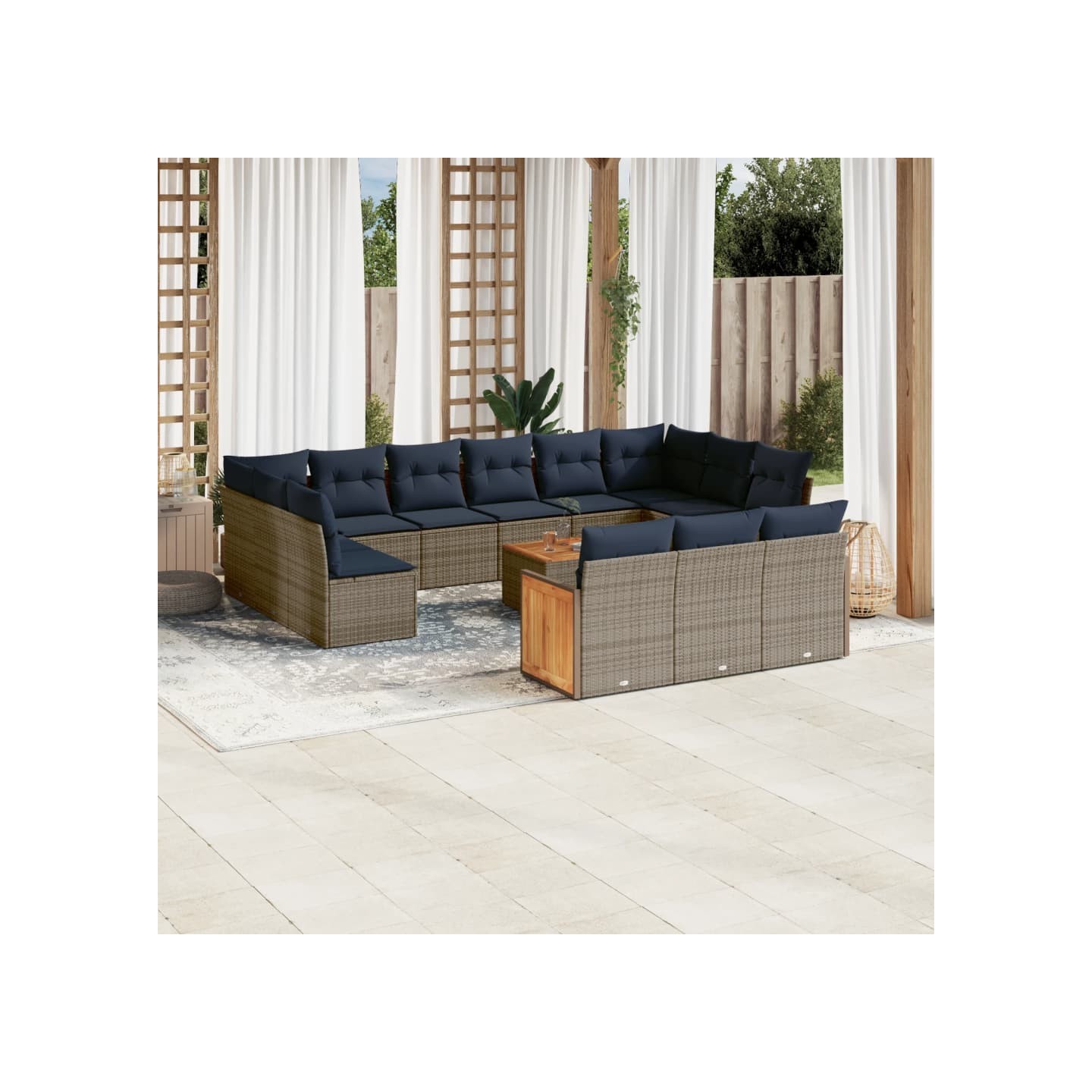 Ensemble de canapé de jardin 16 pcs avec coussins gris