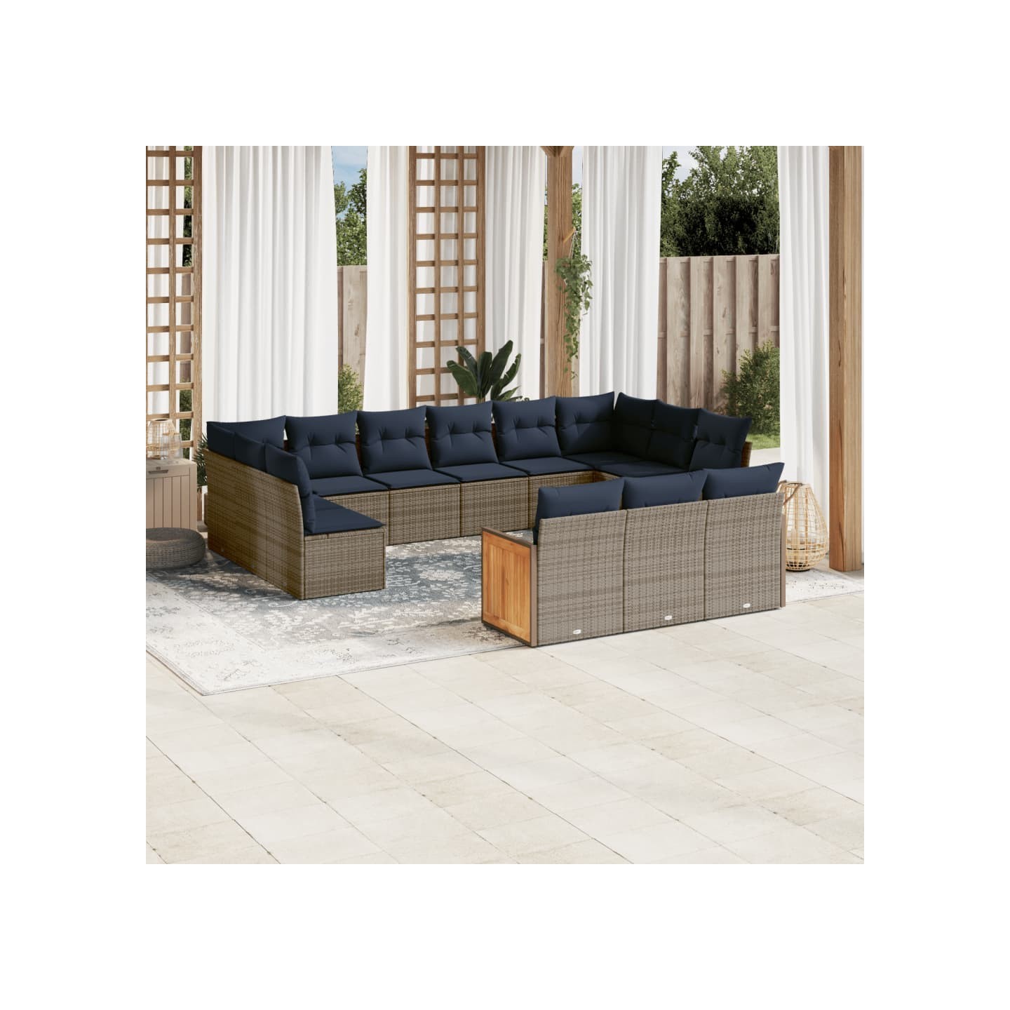 Ensemble de canapé de jardin 13 pcs avec coussins gris