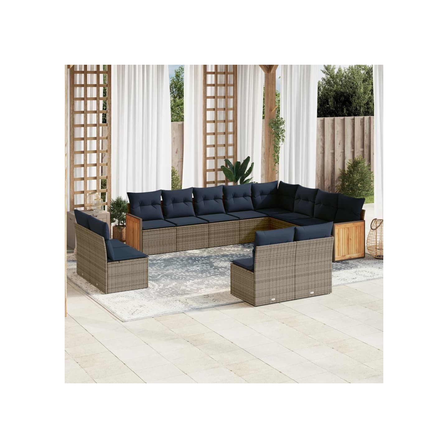 Ensemble de canapé de jardin 12 pcs avec coussins gris