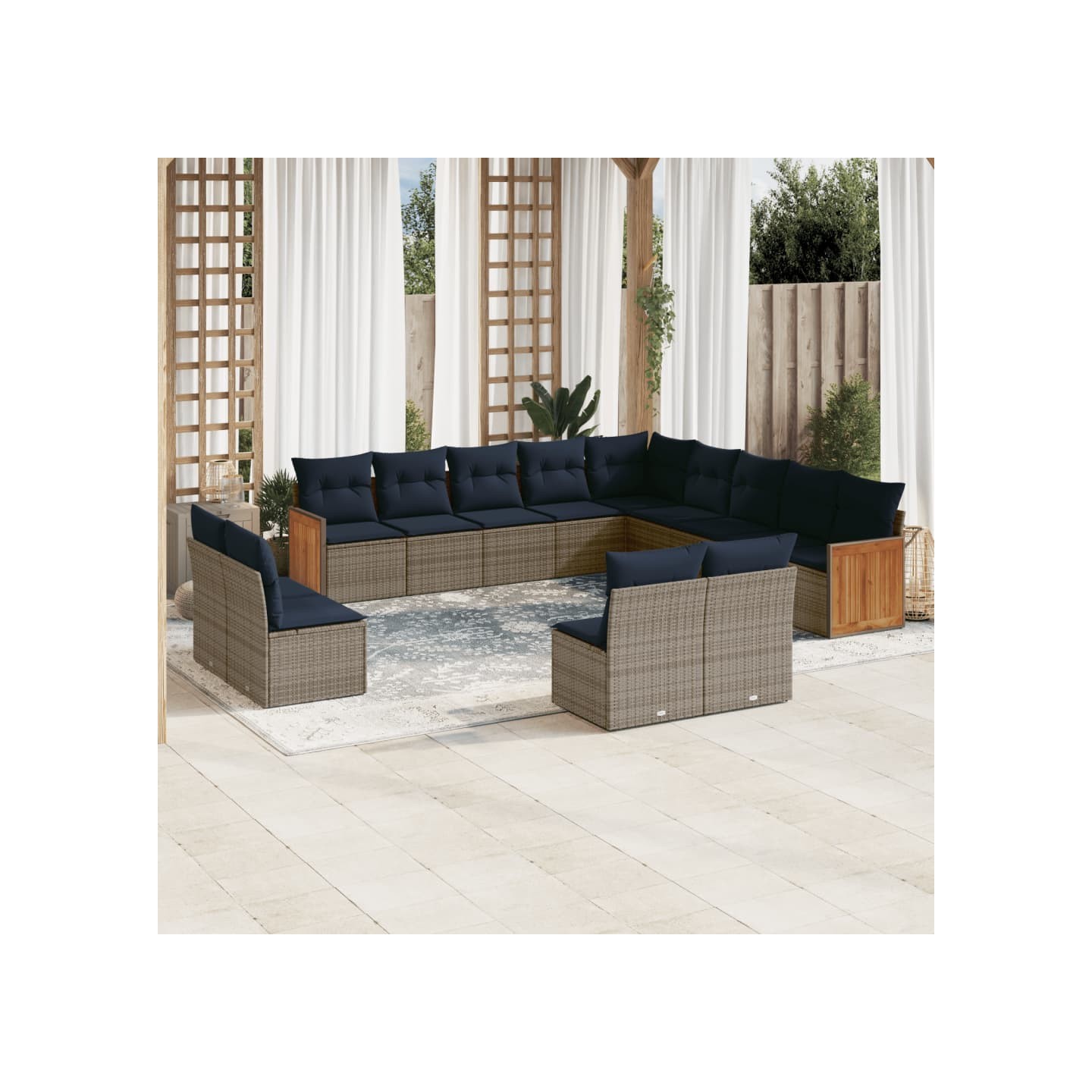 Ensemble de canapé de jardin 13 pcs avec coussins gris
