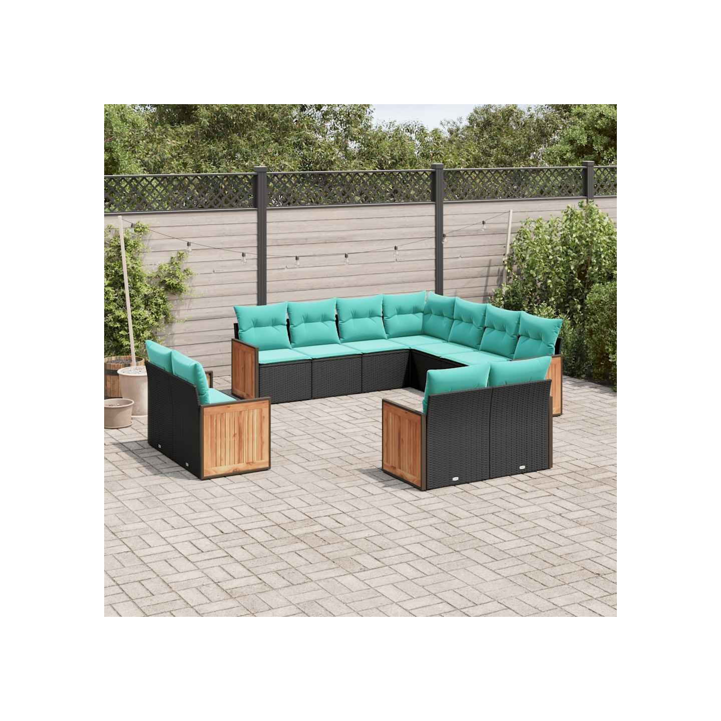 Ensemble de canapé de jardin 11 pcs avec coussins noir