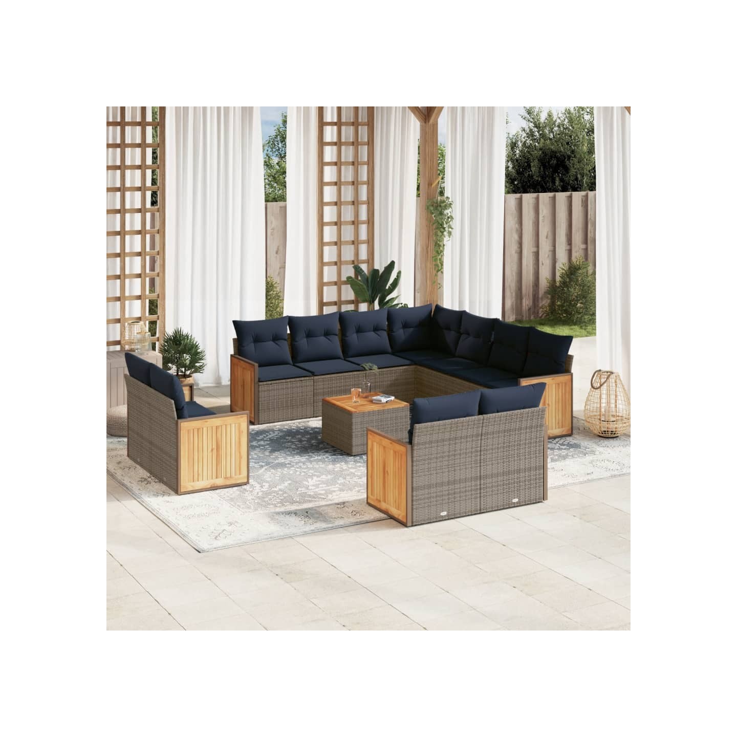 Ensemble de canapé de jardin 12 pcs avec coussins gris