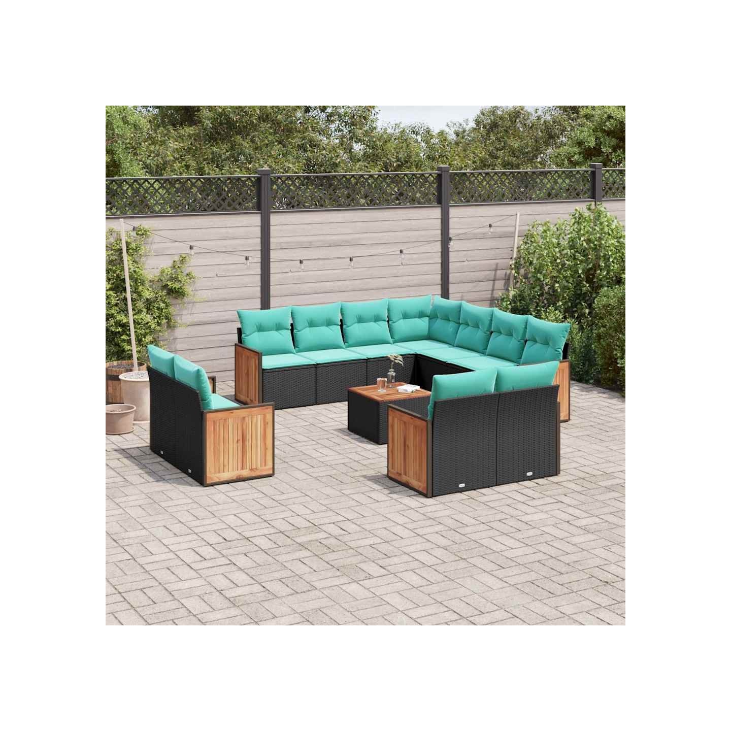 Ensemble de canapé de jardin 12 pcs avec coussins noir
