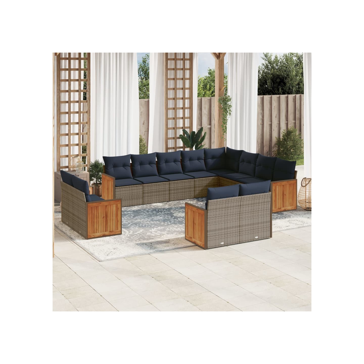 Ensemble de canapé de jardin 12 pcs avec coussins gris