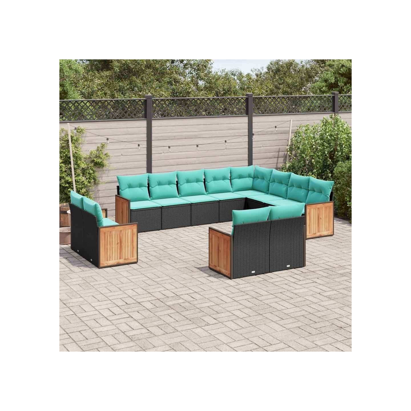 Ensemble de canapé de jardin 12 pcs avec coussins noir