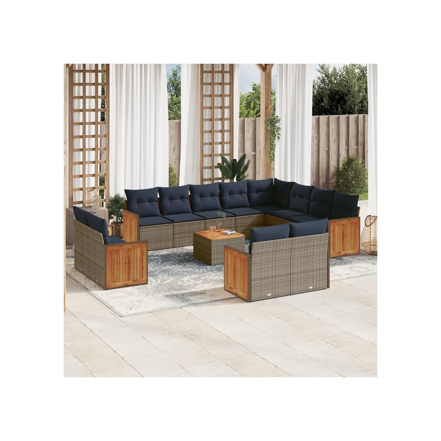 Ensemble de canapé de jardin 13 pcs avec coussins gris