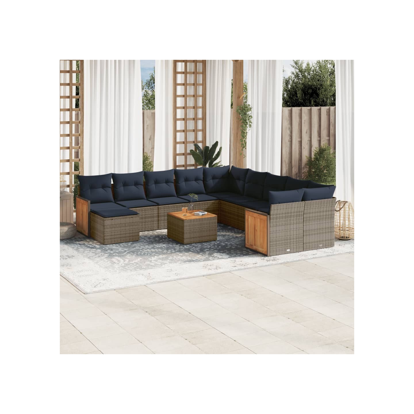 Ensemble de canapé de jardin 12 pcs avec coussins gris