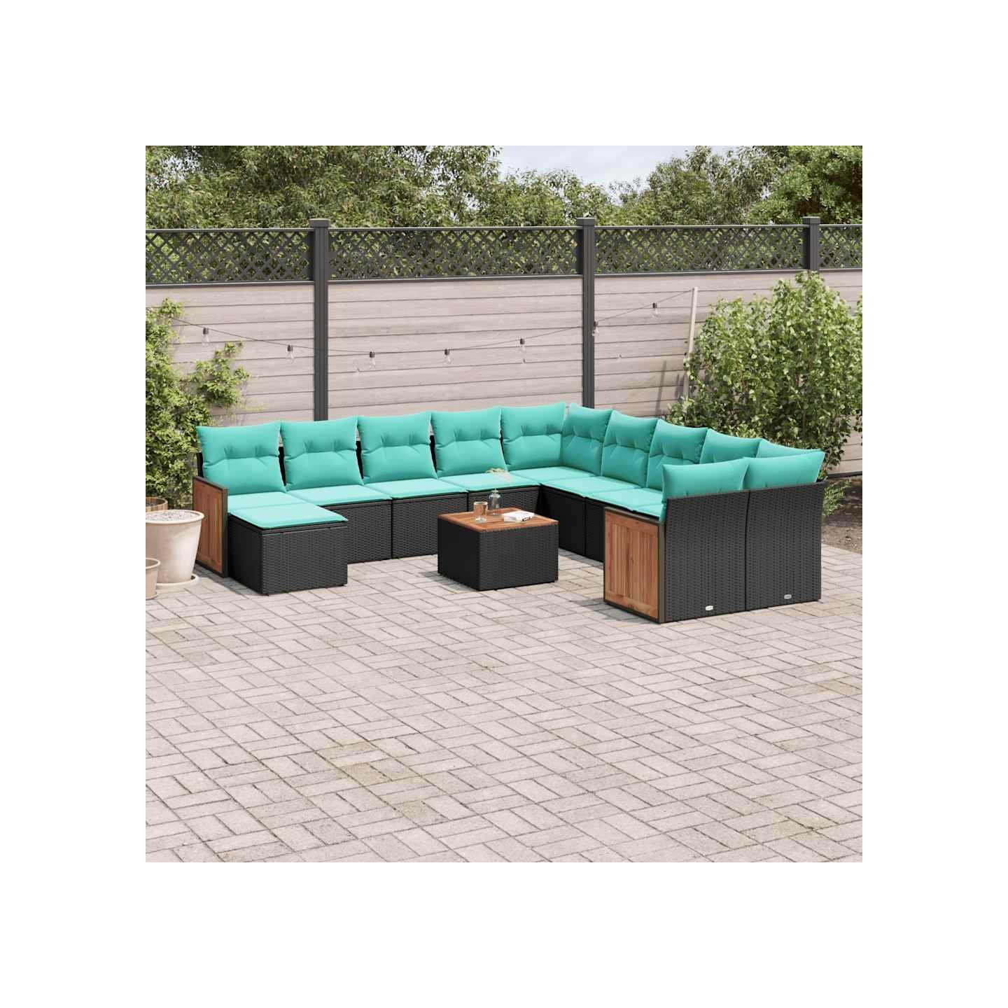 Ensemble de canapé de jardin 12 pcs avec coussins noir