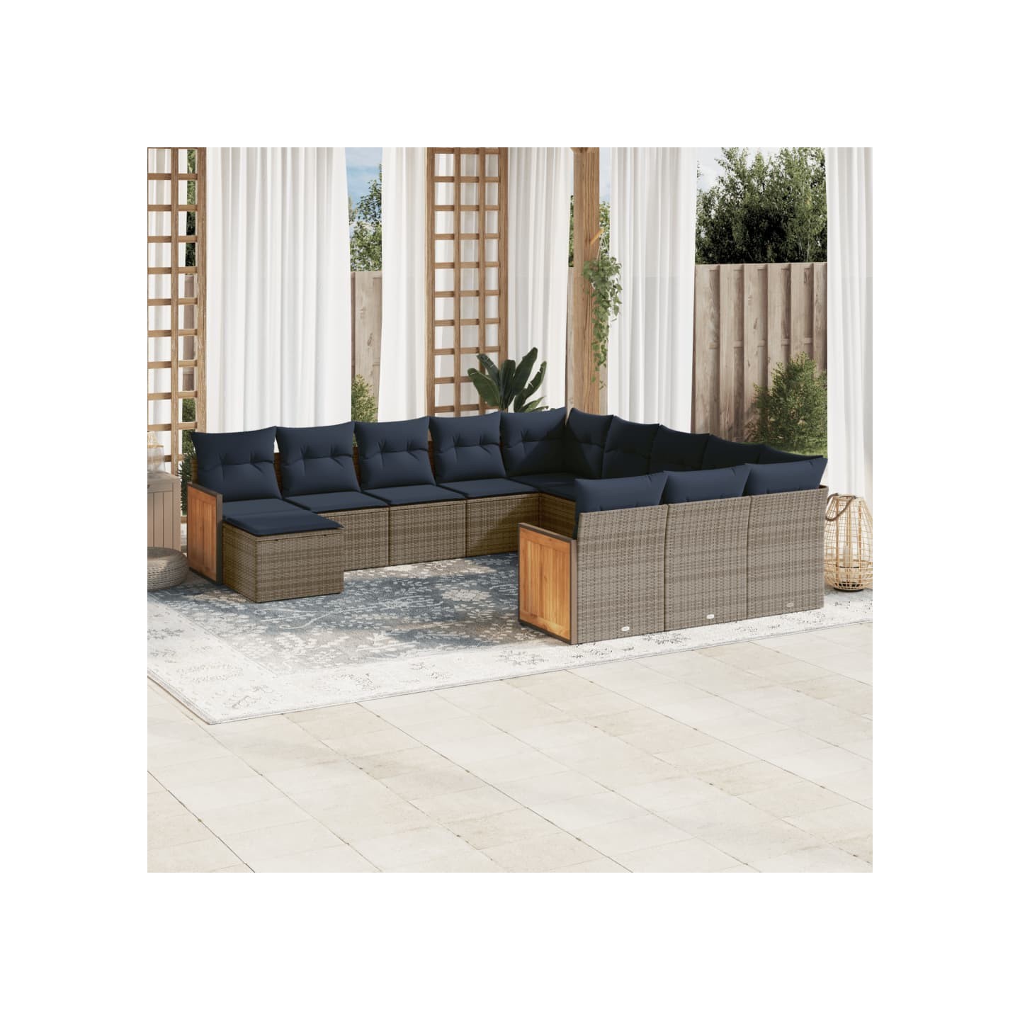 Ensemble de canapé de jardin 12 pcs avec coussins gris