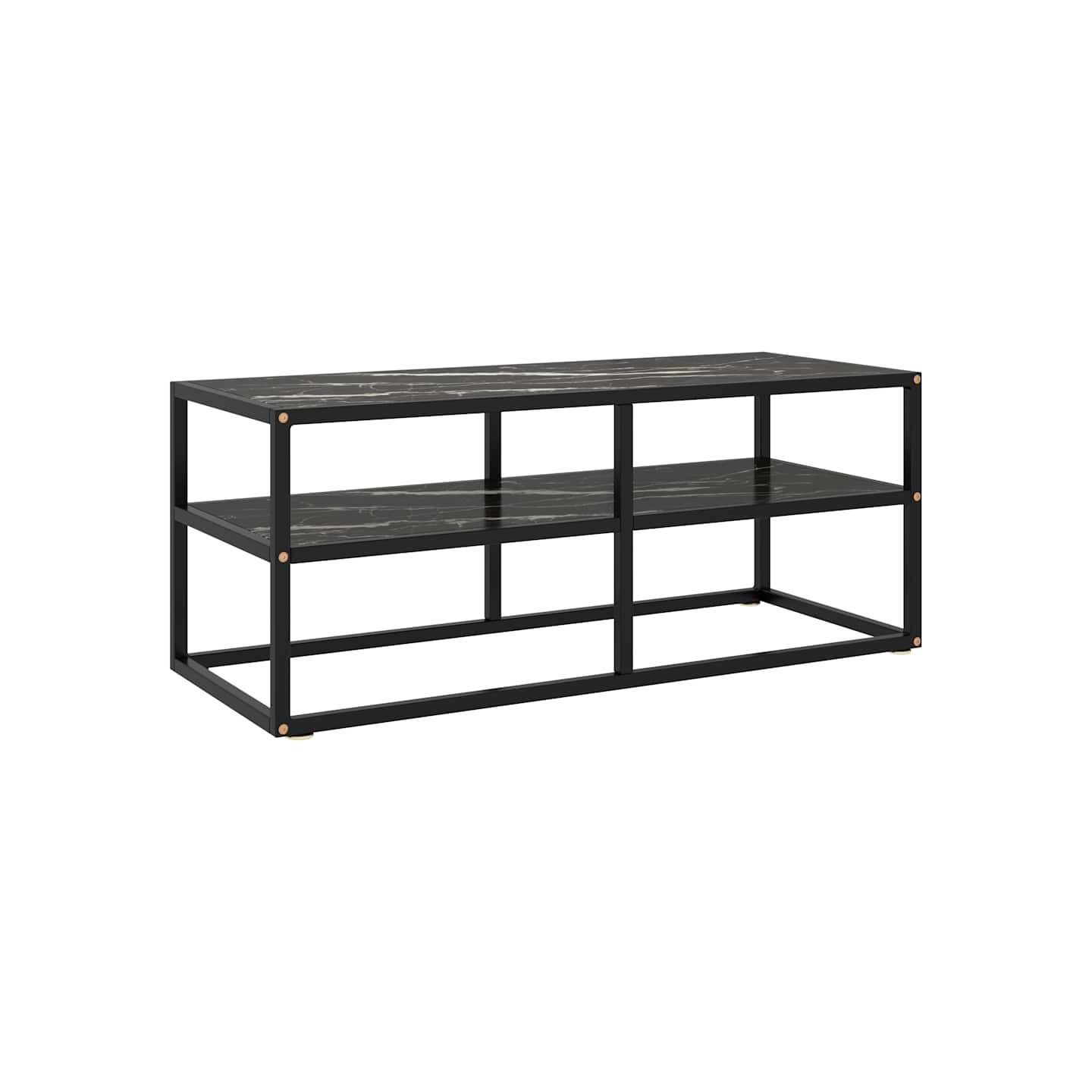 Meuble TV noir avec verre marbre noir 100x40x40 cm