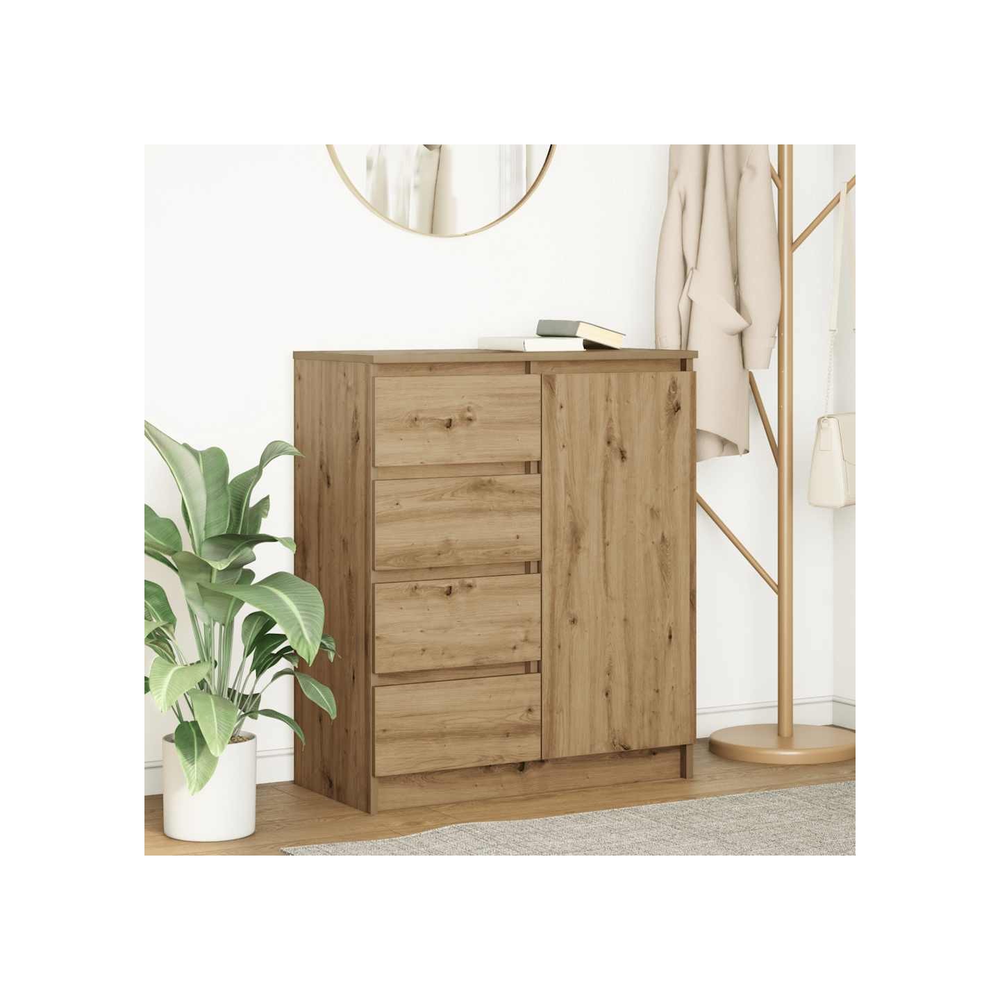 Buffet avec tiroirs chêne artisanal 71x35x84 cm bois ingénierie