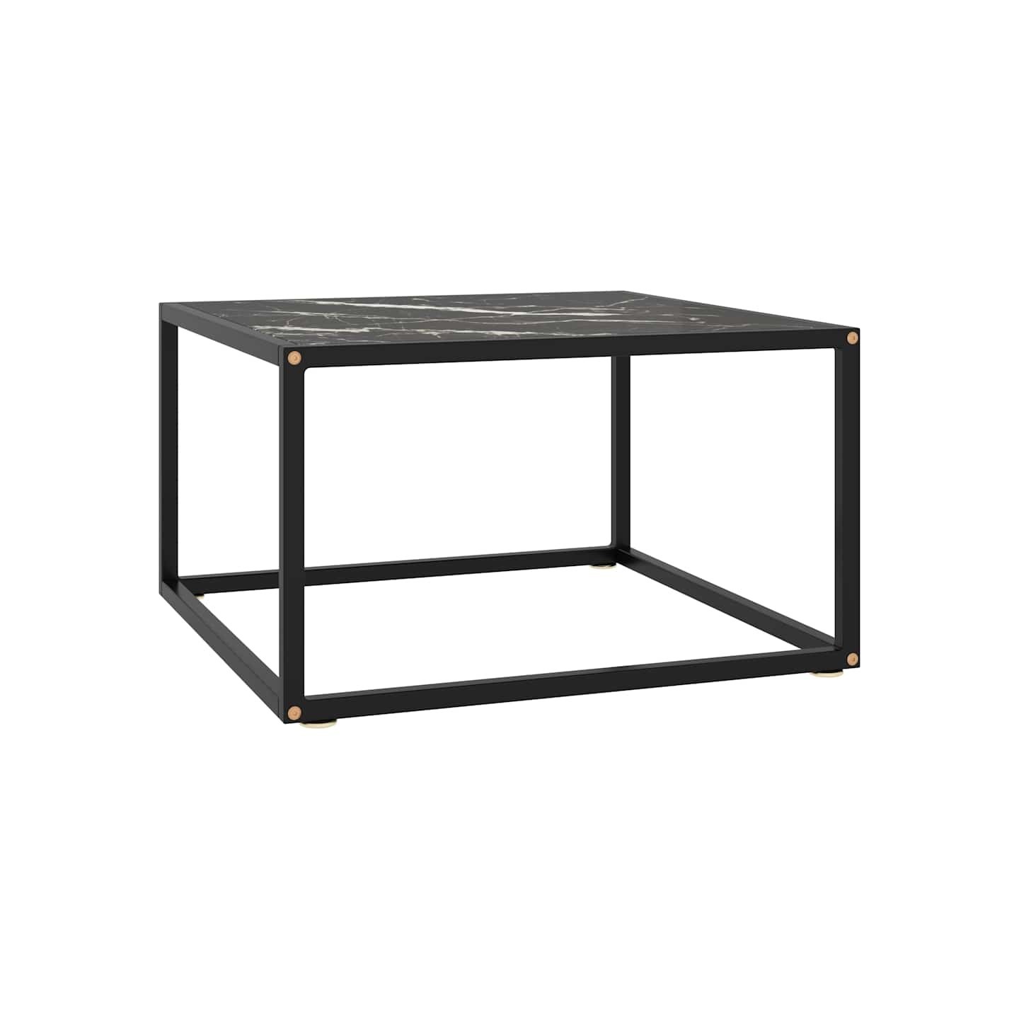 Table basse Noir avec verre marbre noir 60x60x35 cm