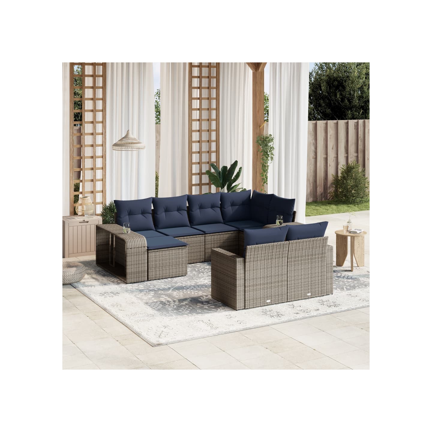 Ensemble de canapé de jardin 10 pcs avec coussins gris
