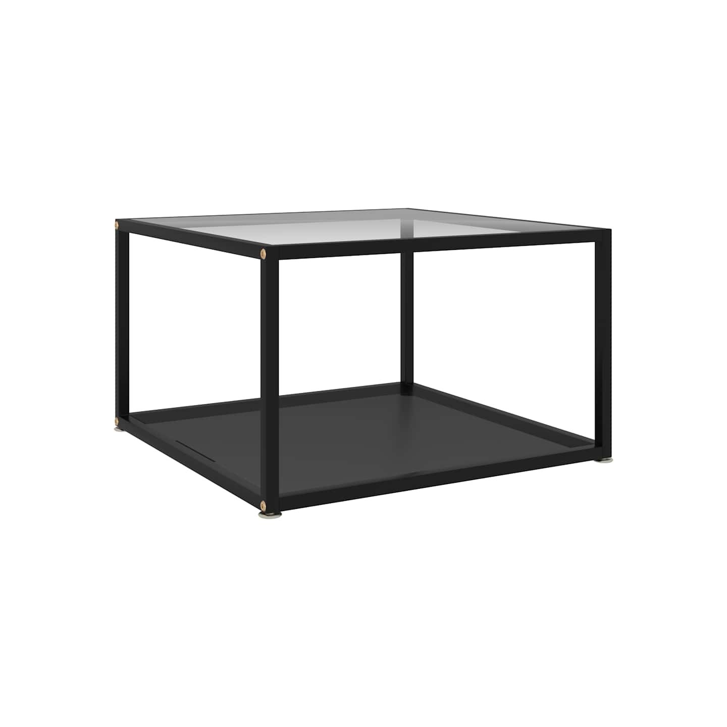 Table basse Transparent et noir 60x60x35 cm Verre trempé