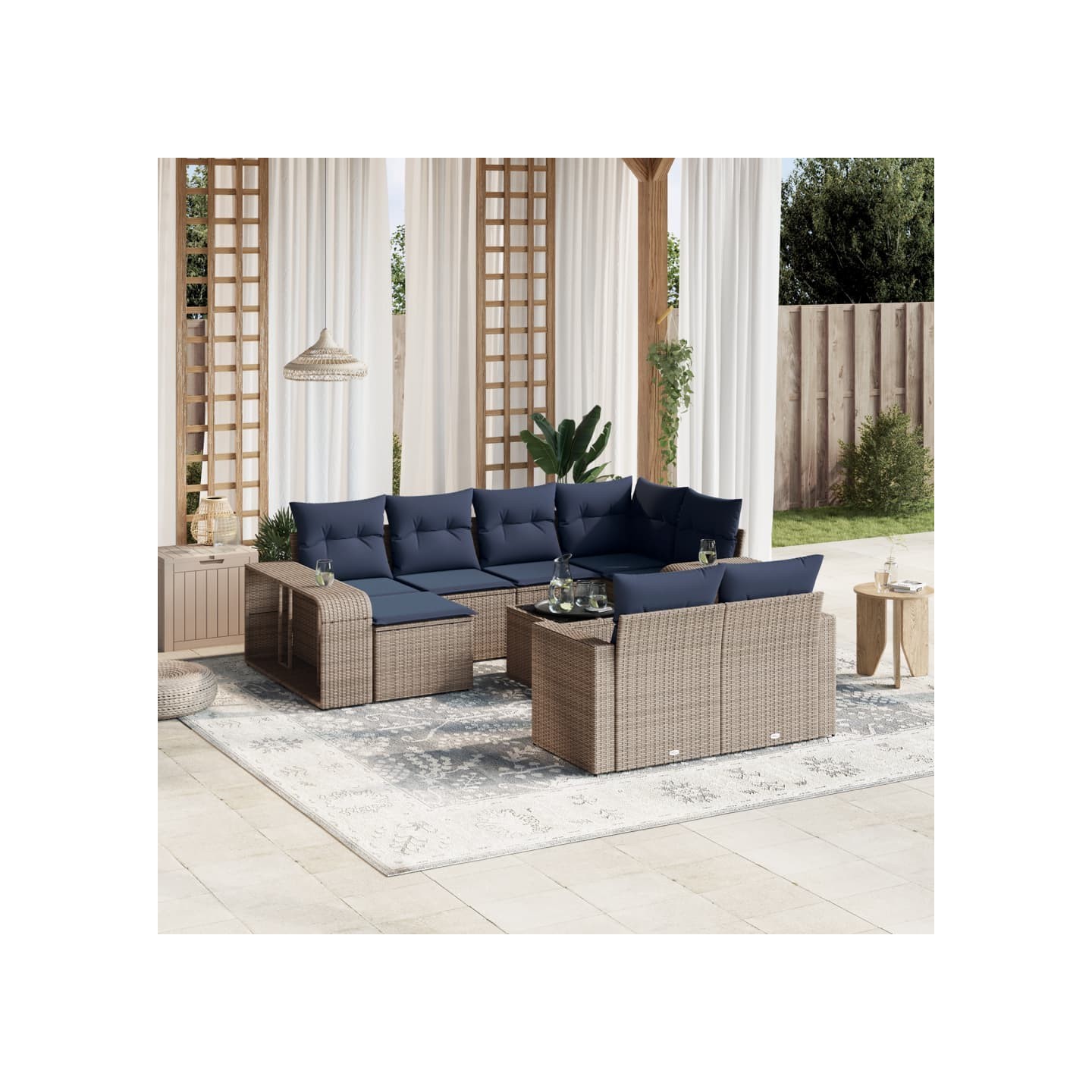 Ensemble de canapé de jardin 11 pcs avec coussins gris