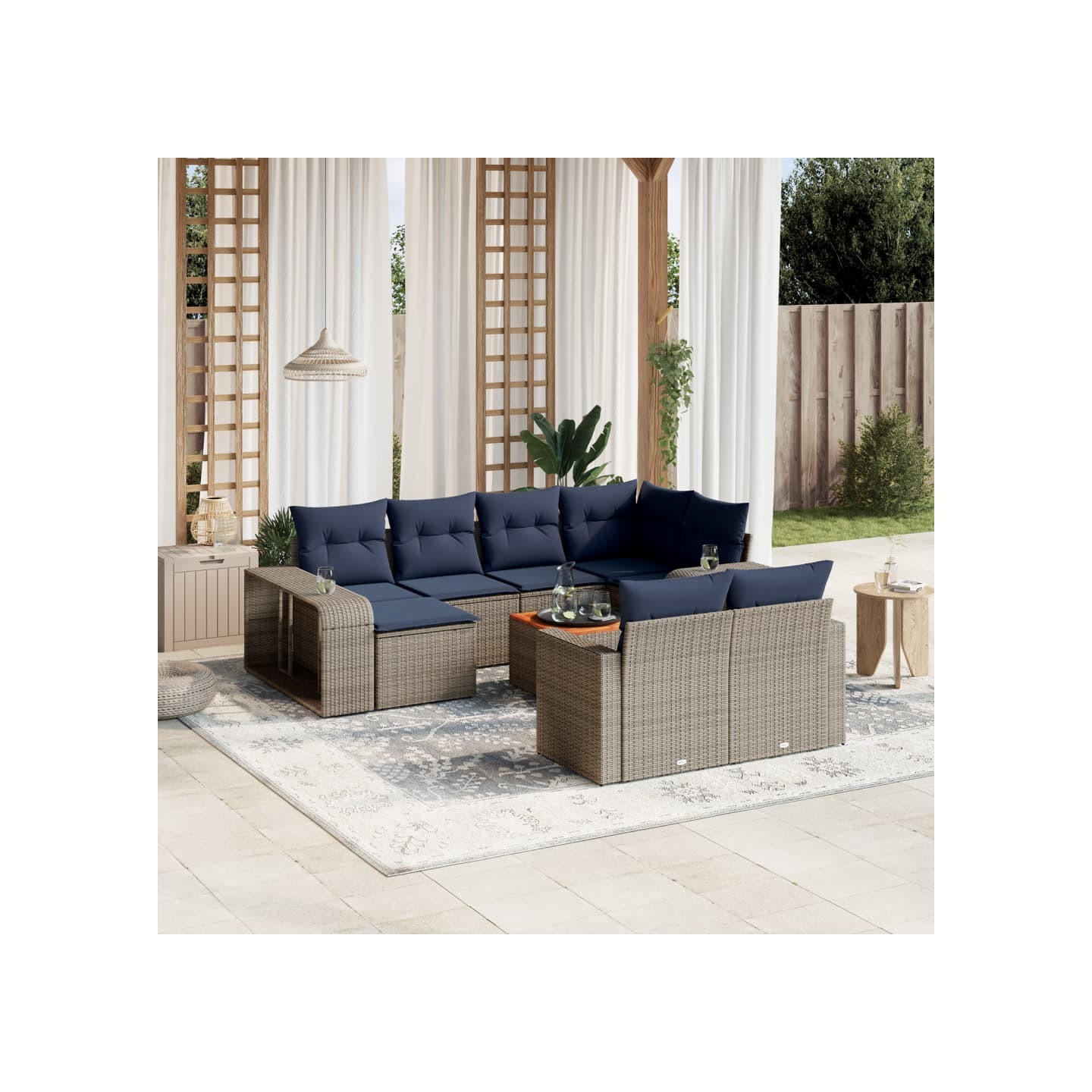 Ensemble de canapé de jardin 11 pcs avec coussins gris