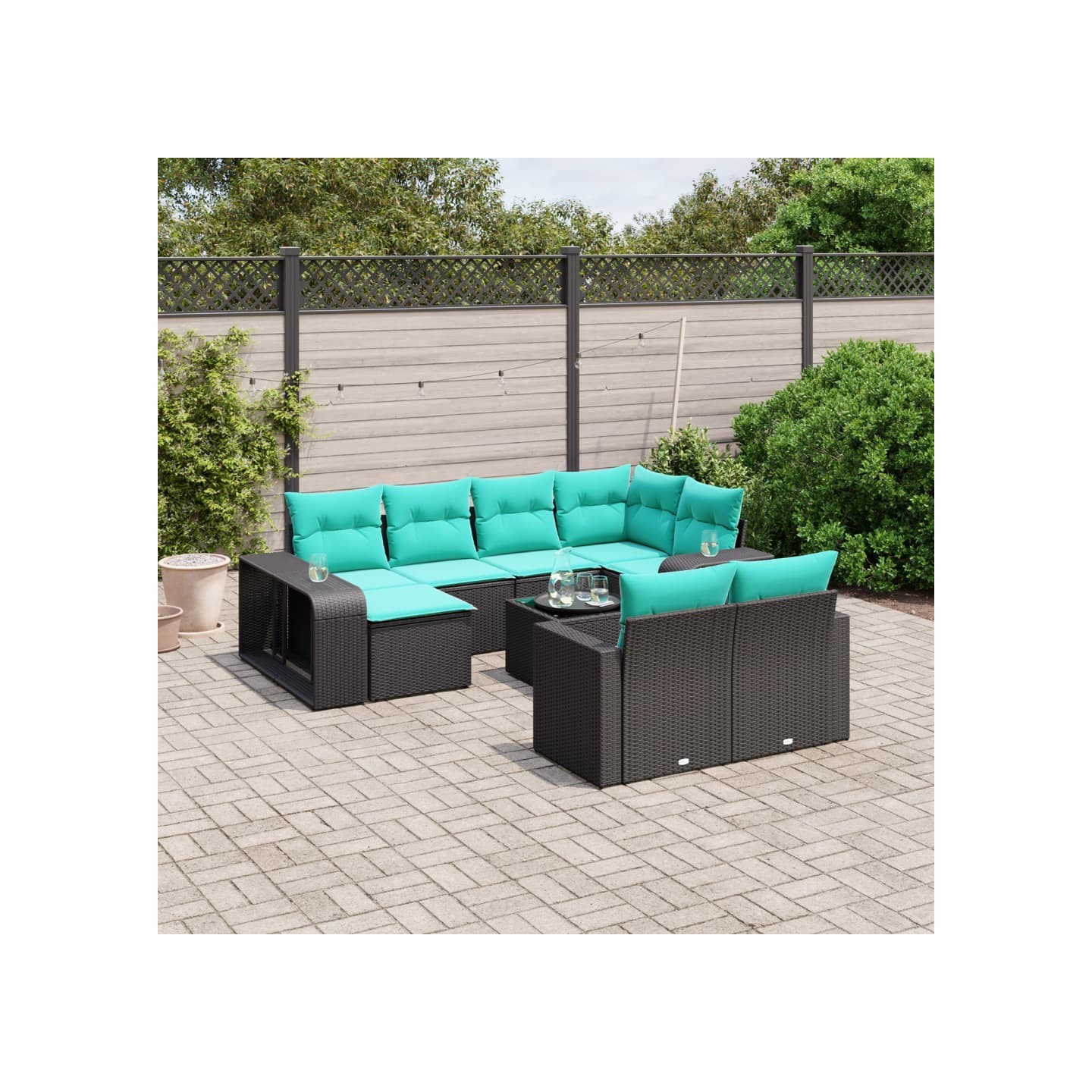 Ensemble de canapé de jardin 11 pcs avec coussins noir