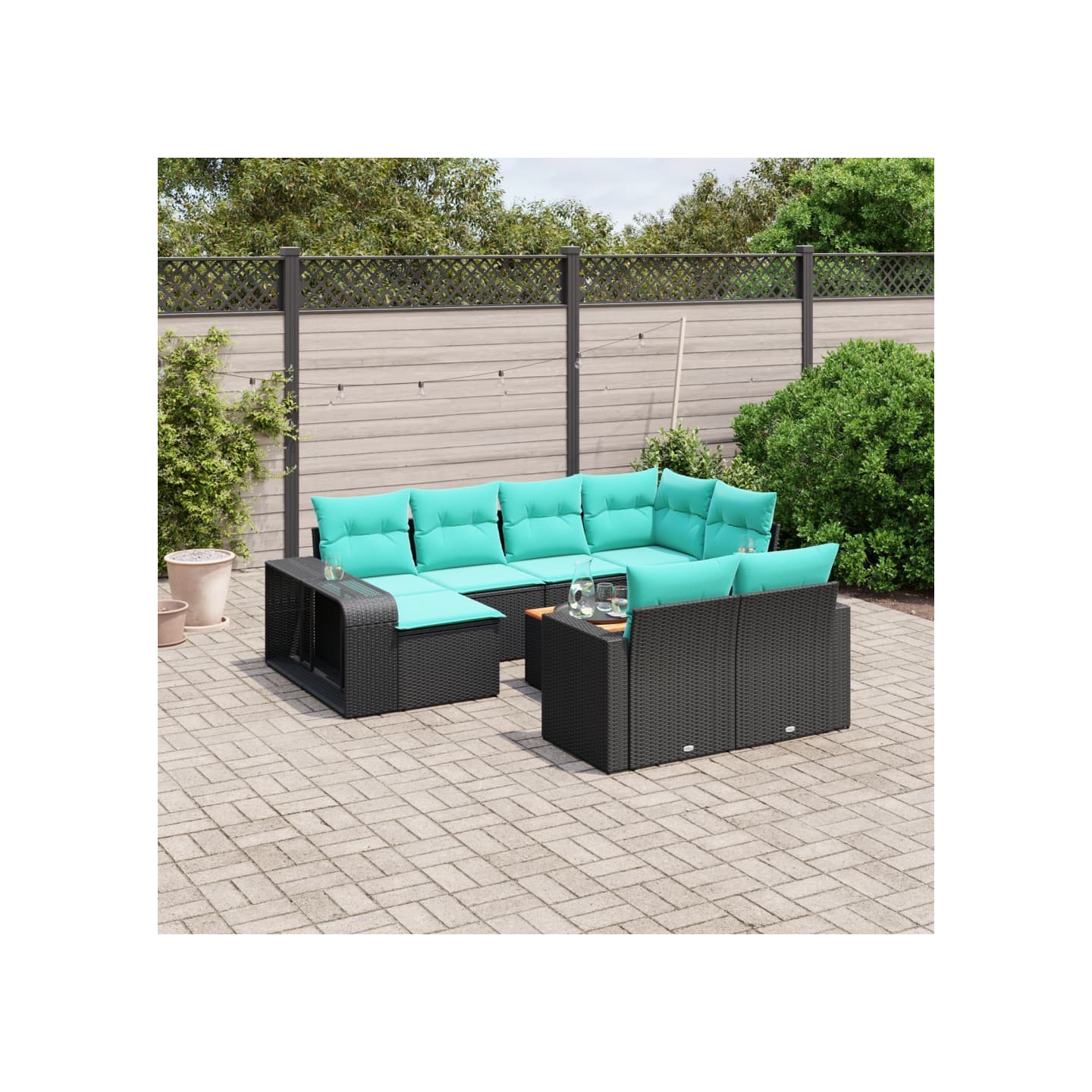 Ensemble de canapé de jardin 11 pcs avec coussins noir
