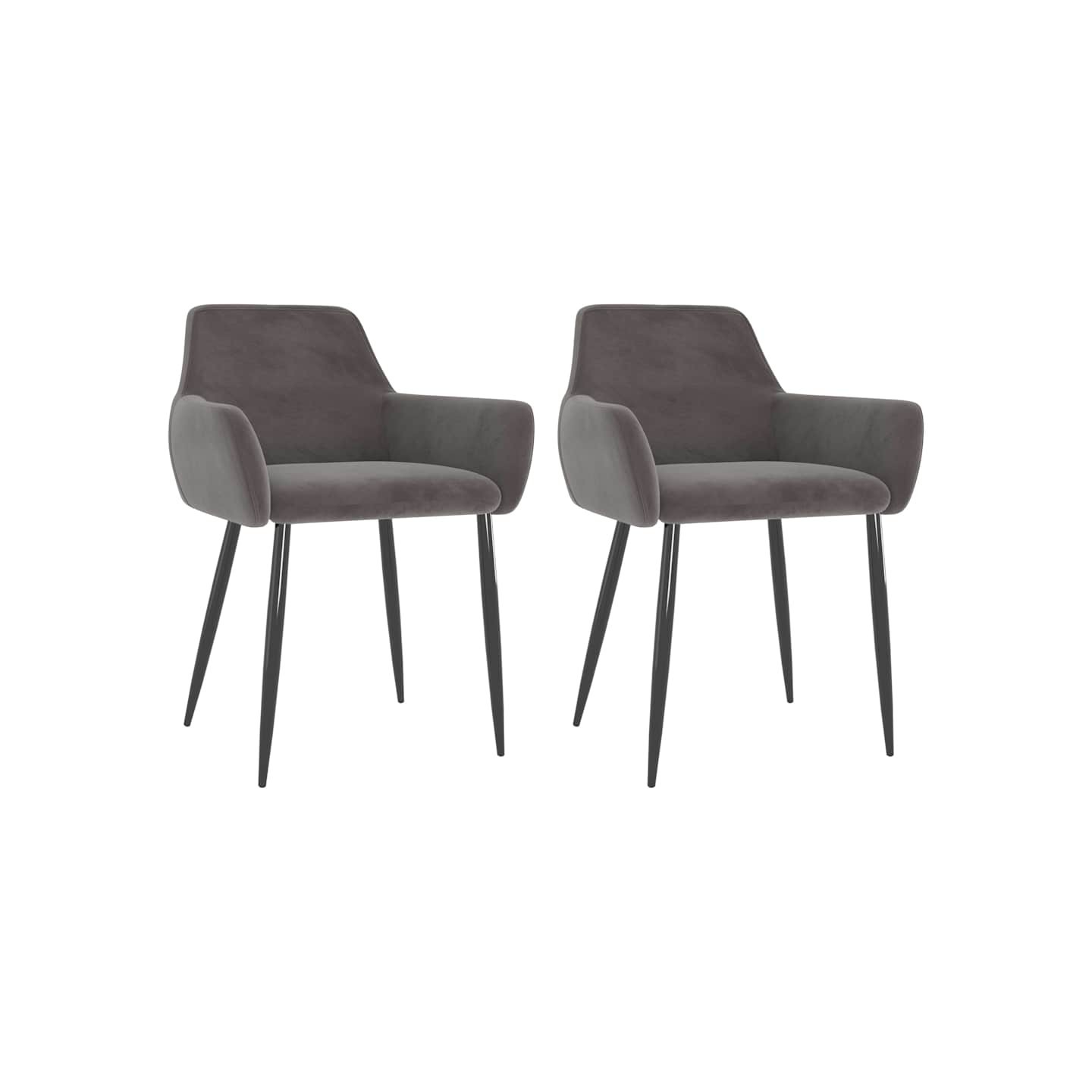 Chaises à manger lot de 2 Gris foncé Velours