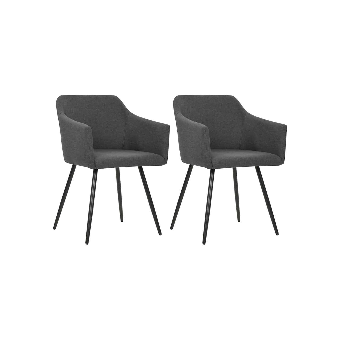 Chaises à manger lot de 2 gris foncé tissu