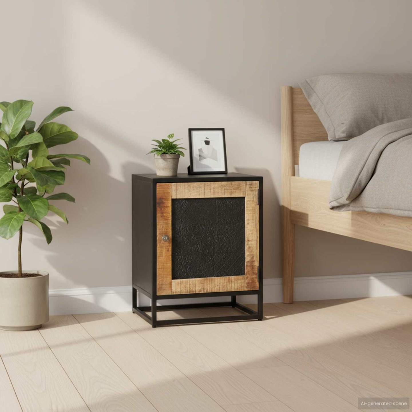 Table de chevet 40x30x50 cm Bois de manguier brut