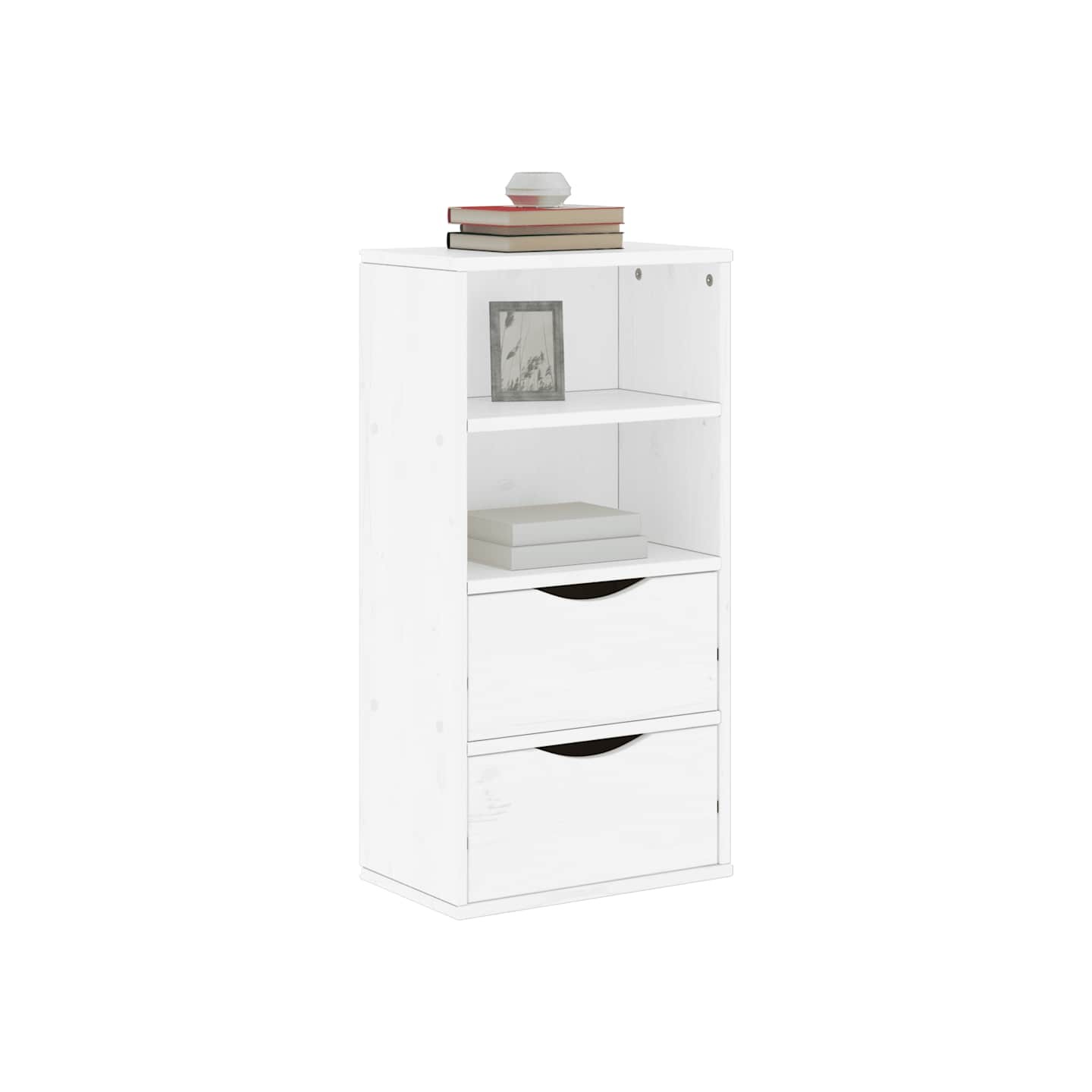 Armoire latérale tiroirs ODDA blanc 40x24x79 cm bois massif pin