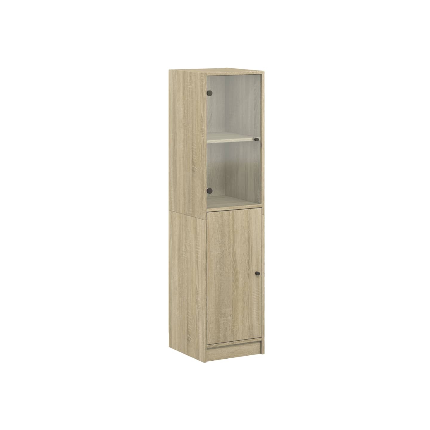 Buffet avec porte en verre chêne sonoma 35x37x142 cm